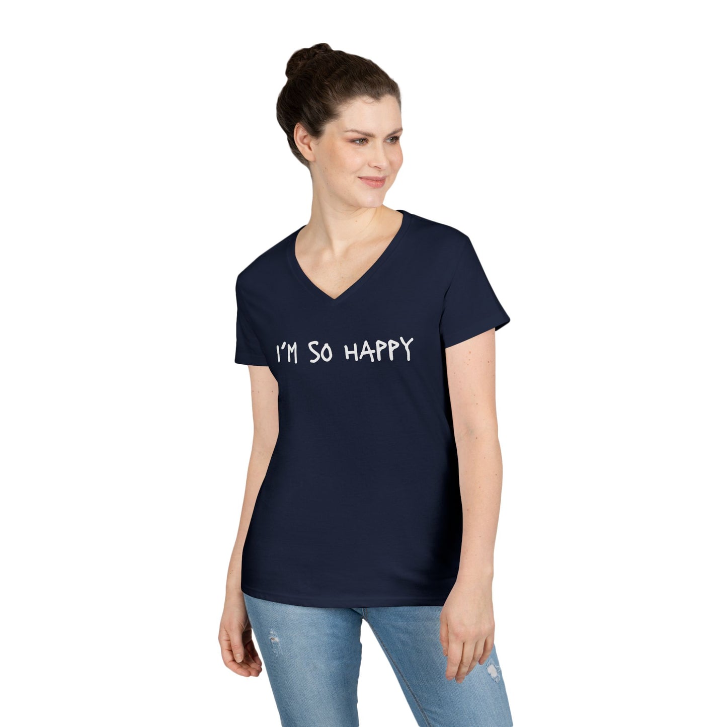 I'm So Happy, Ladies' V-Neck T-Shirt