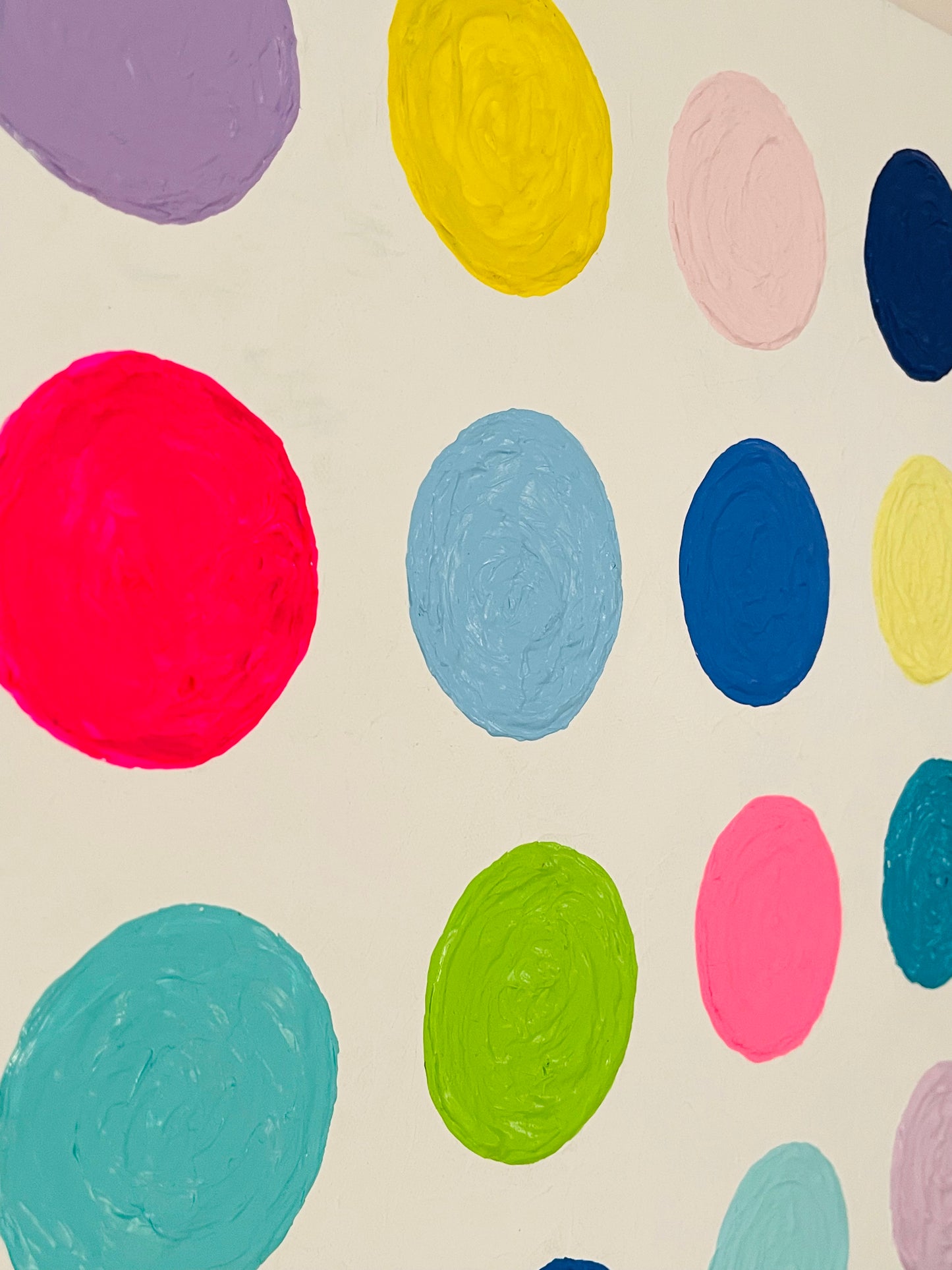 Cupcakes, 24"x24" textured abstract painting, vibrant preppy art