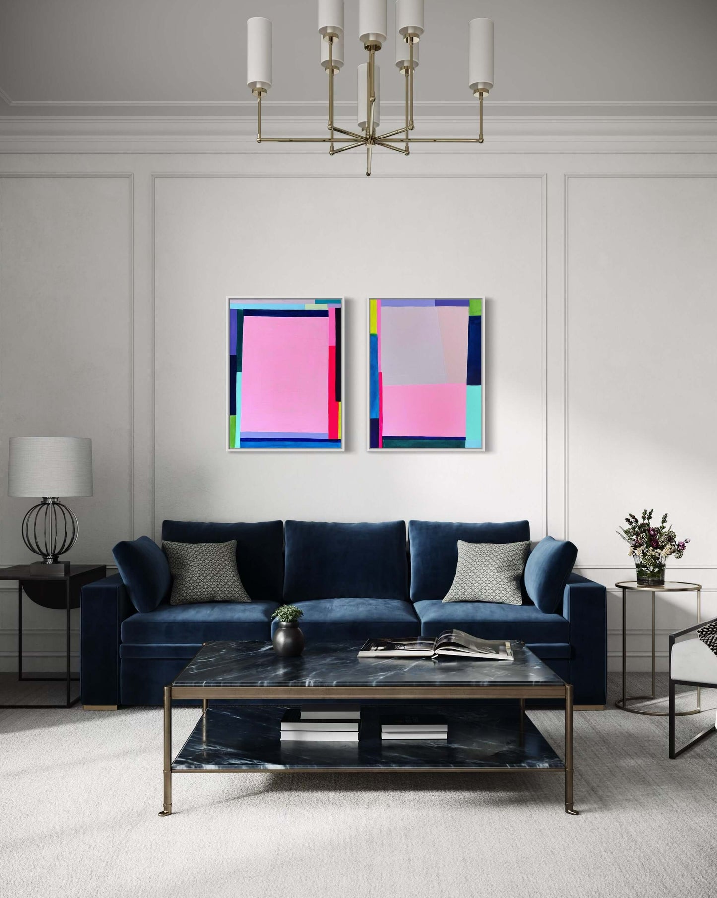 Modern Mondrian, 18"x24" Diptych