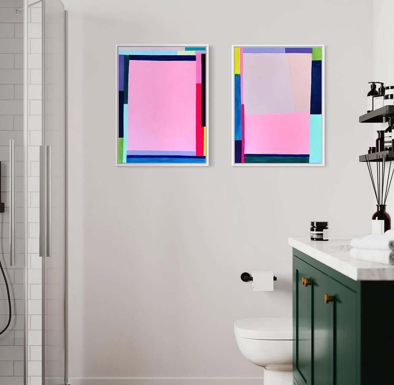 Modern Mondrian, 18"x24" Diptych