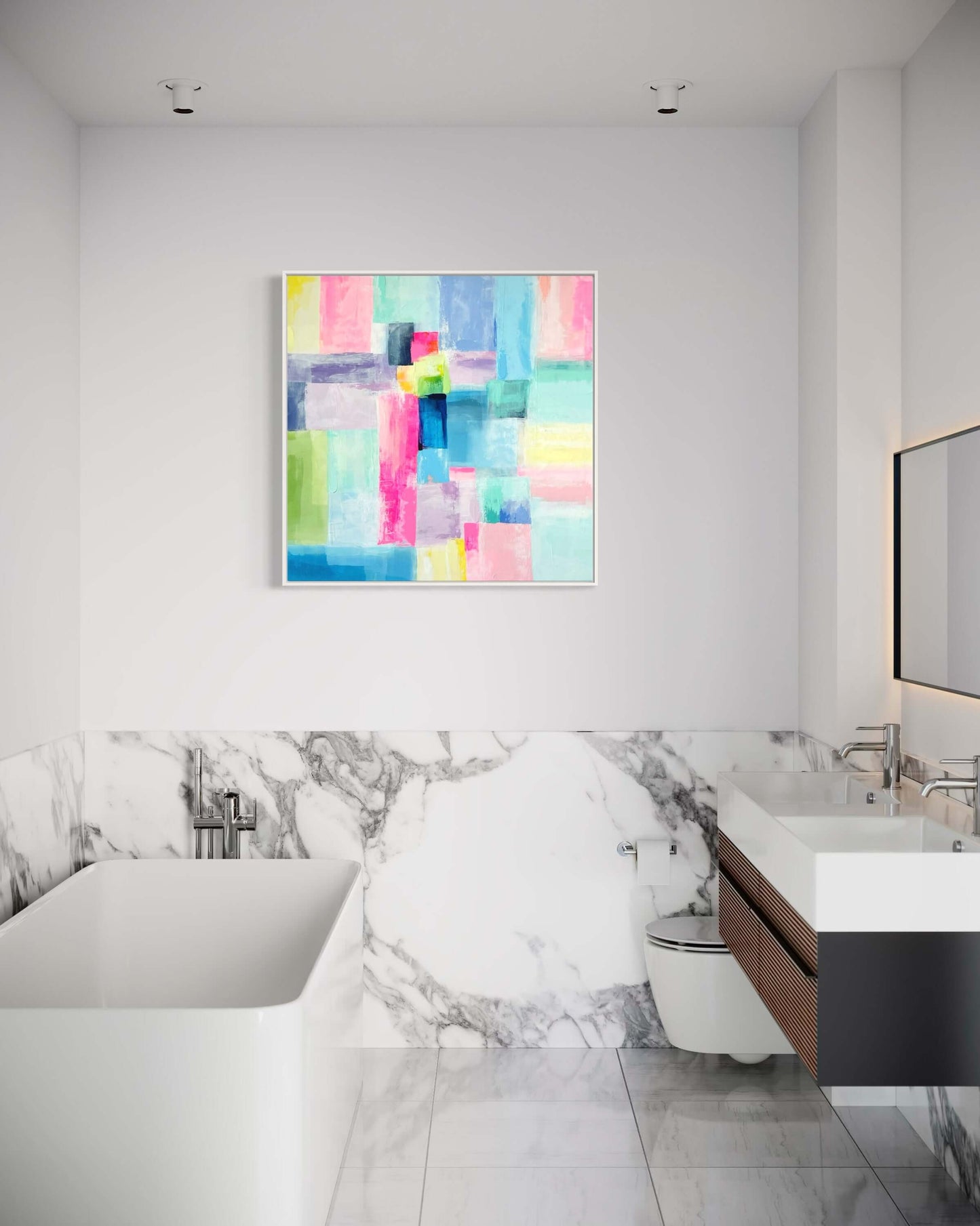 Jelly Donut, 36"x36" Original Abstract Preppy Painting