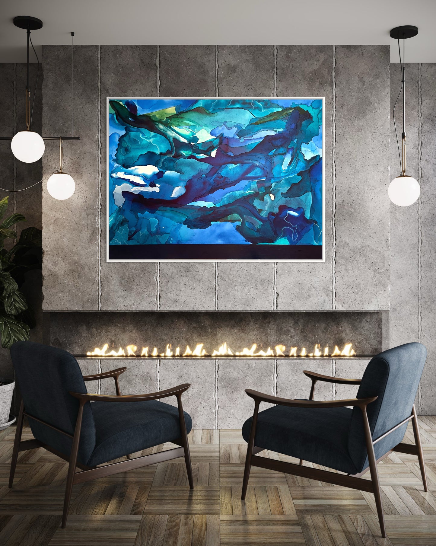 Stratified, 30"x40" Original Abstract Coastal Painting