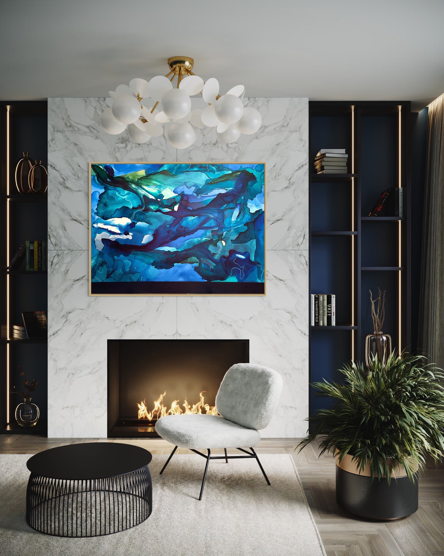 Stratified, 30"x40" Original Abstract Coastal Painting