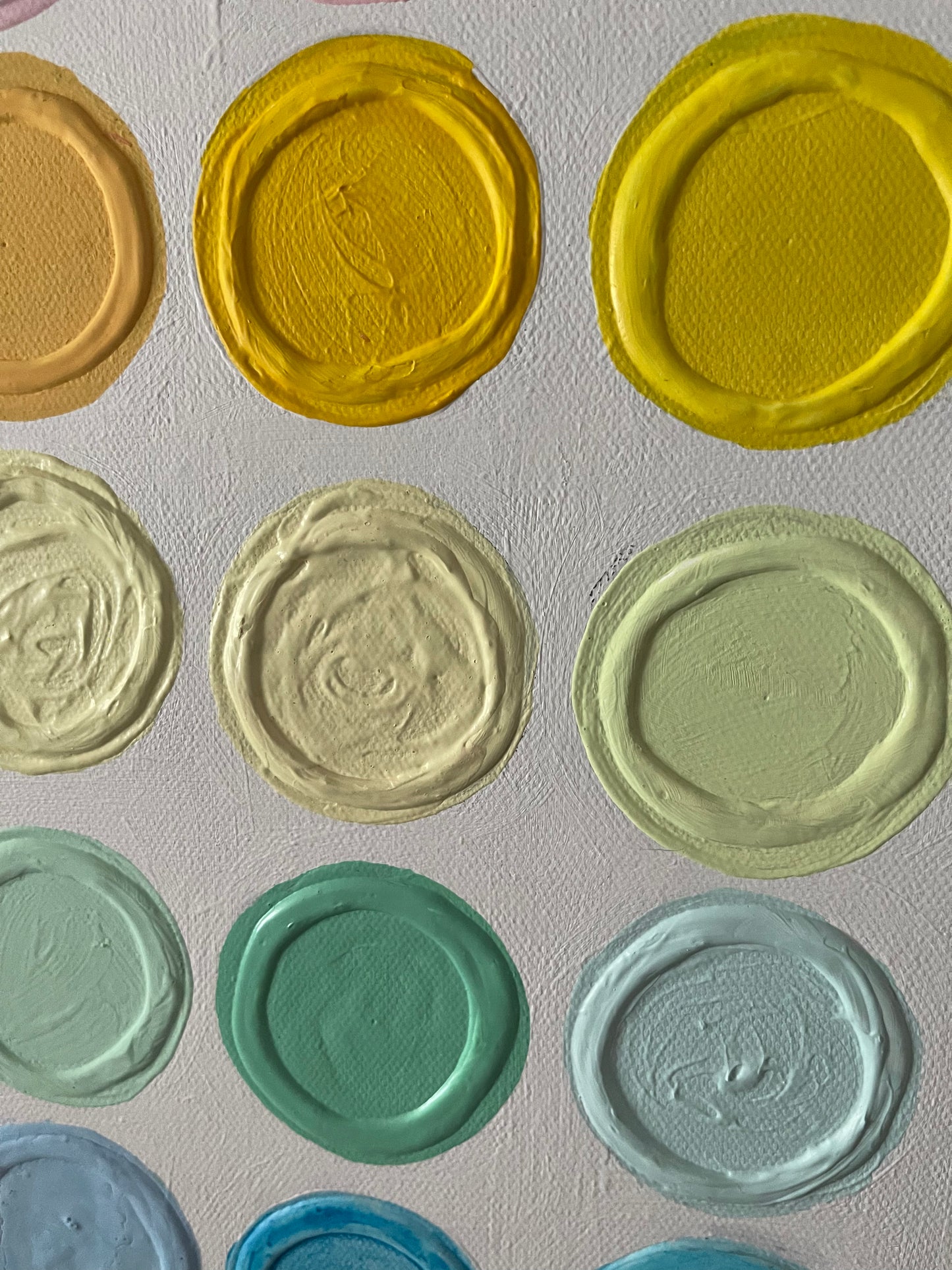 Candy Buttons, 12"x36" Original Textured Abstract Painting