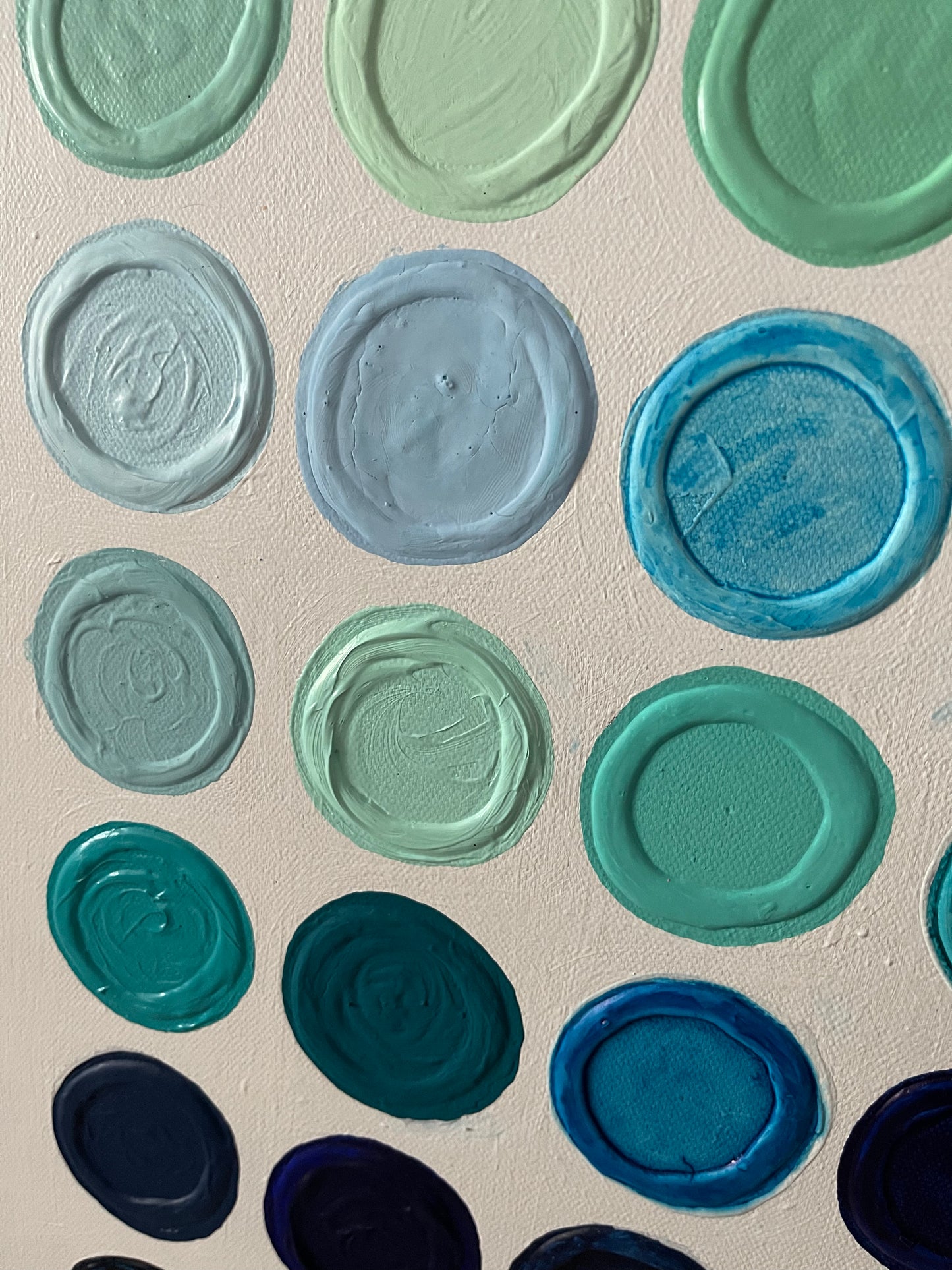 Candy Buttons, 12"x36" Original Textured Abstract Painting