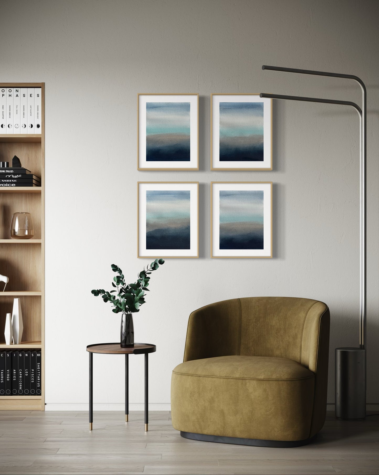 Tennessee Mountains, set of four mini original abstract paintings