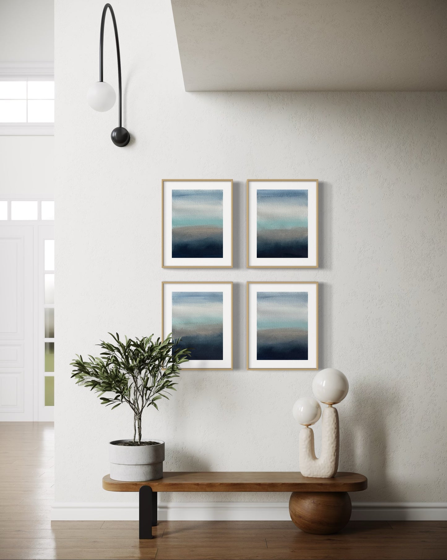 Tennessee Mountains, set of four mini original abstract paintings