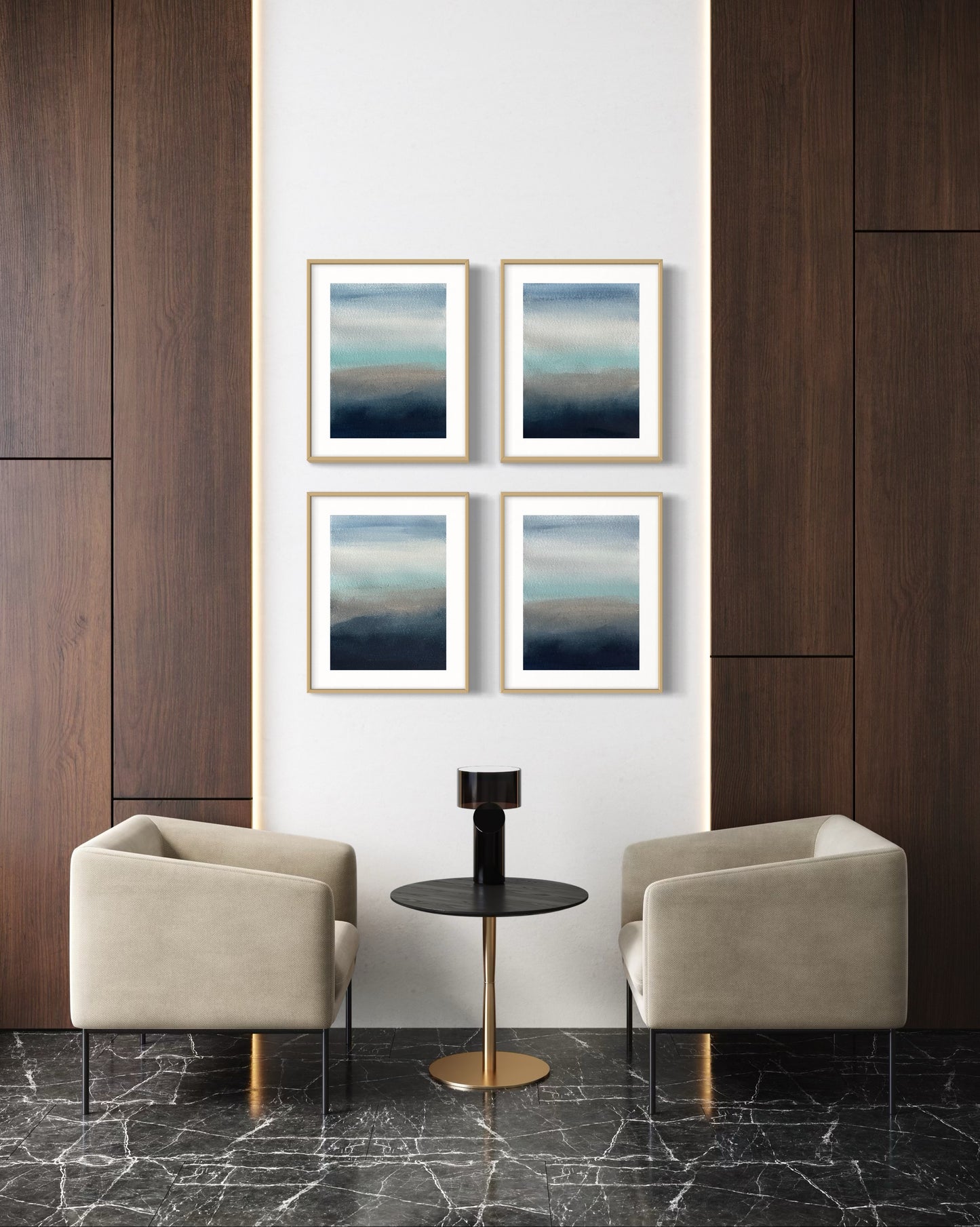 Tennessee Mountains, set of four mini original abstract paintings