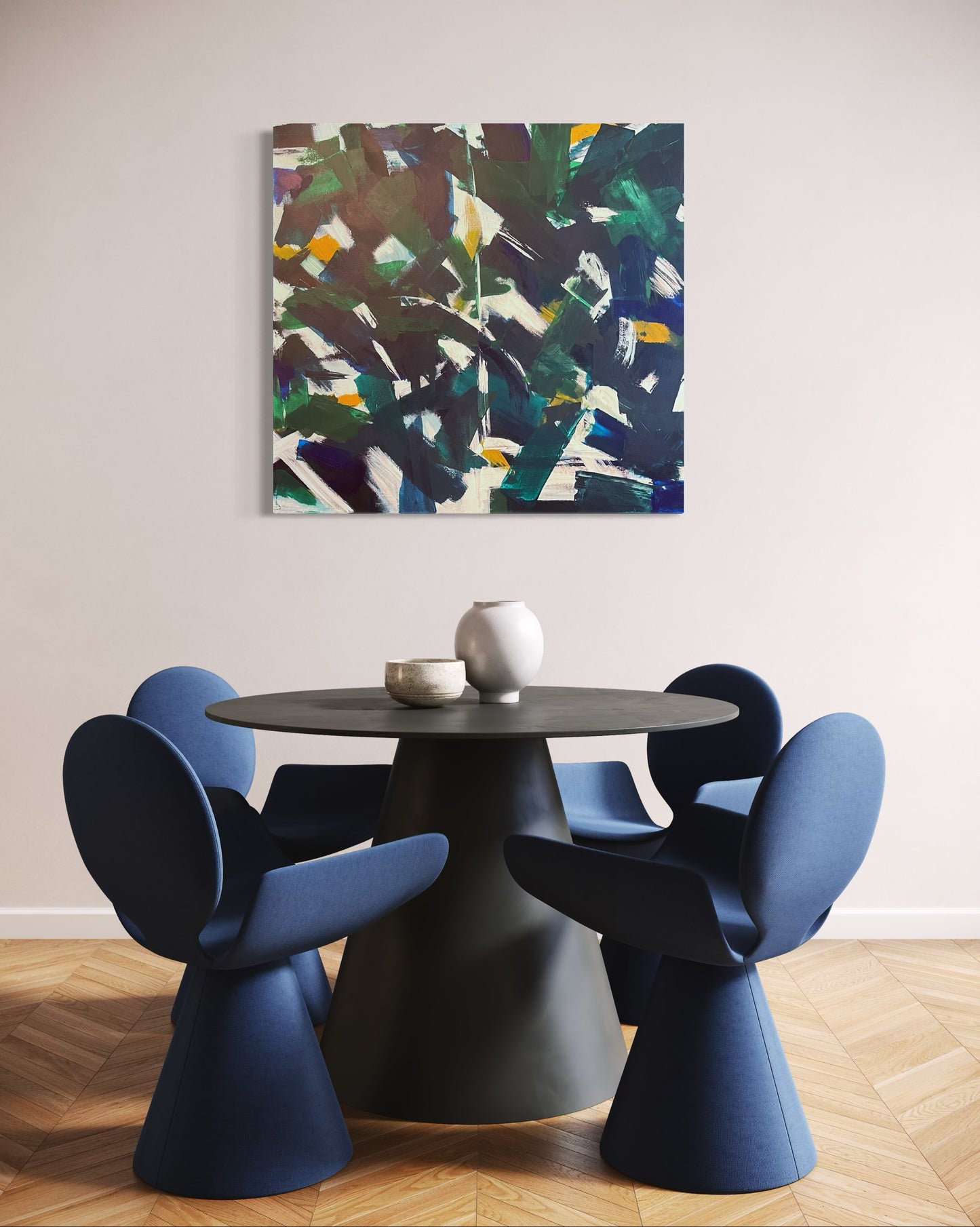Dark Strokes, 36"x36" Original Abstract Painting