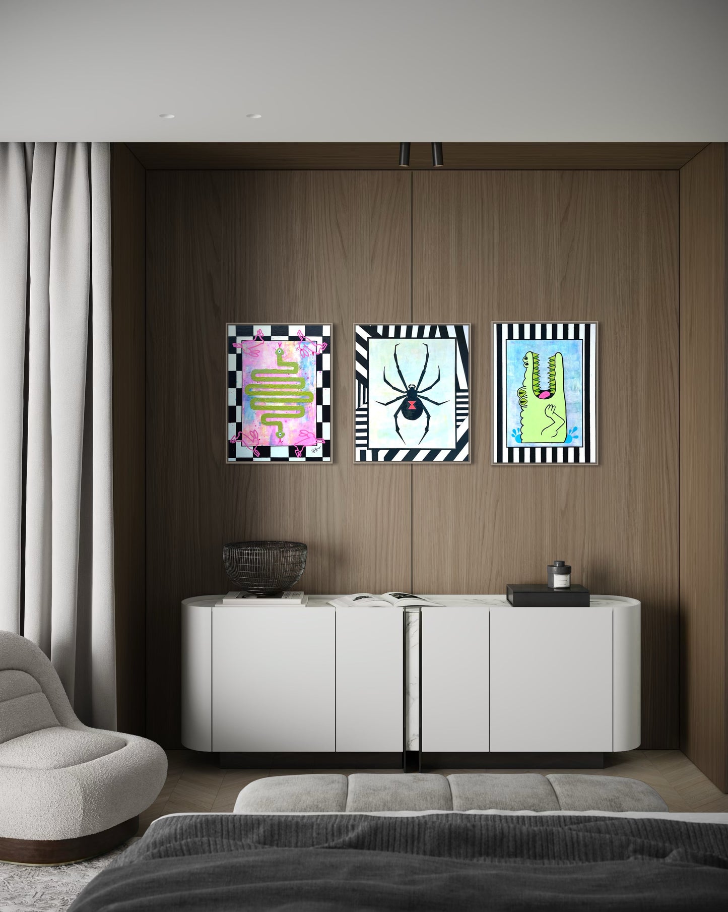 Deceit Feet, 18"x24" Abstract Expressionism Alligator Art