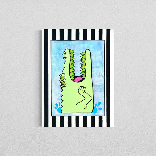 Deceit Feet, 18"x24" Abstract Expressionism Alligator Art