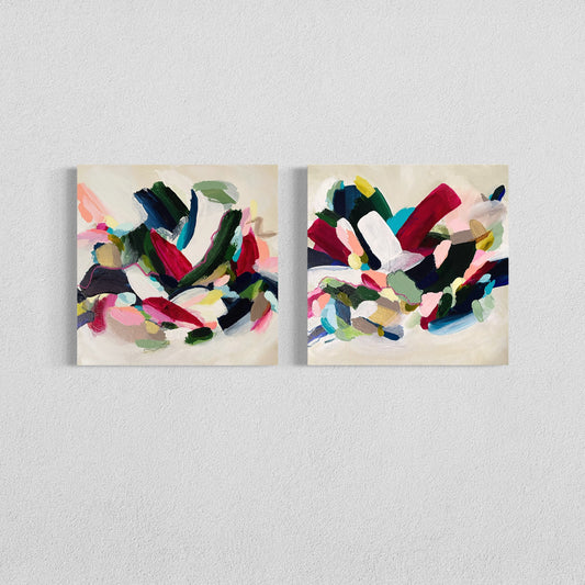 For Lindsey, 20"x20" Diptych Original Abstract Painting