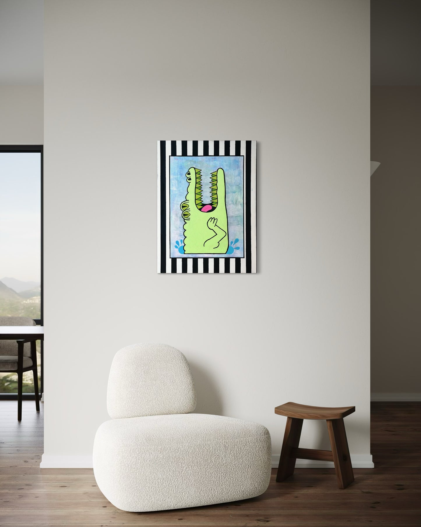 Deceit Feet, 18"x24" Abstract Expressionism Alligator Art