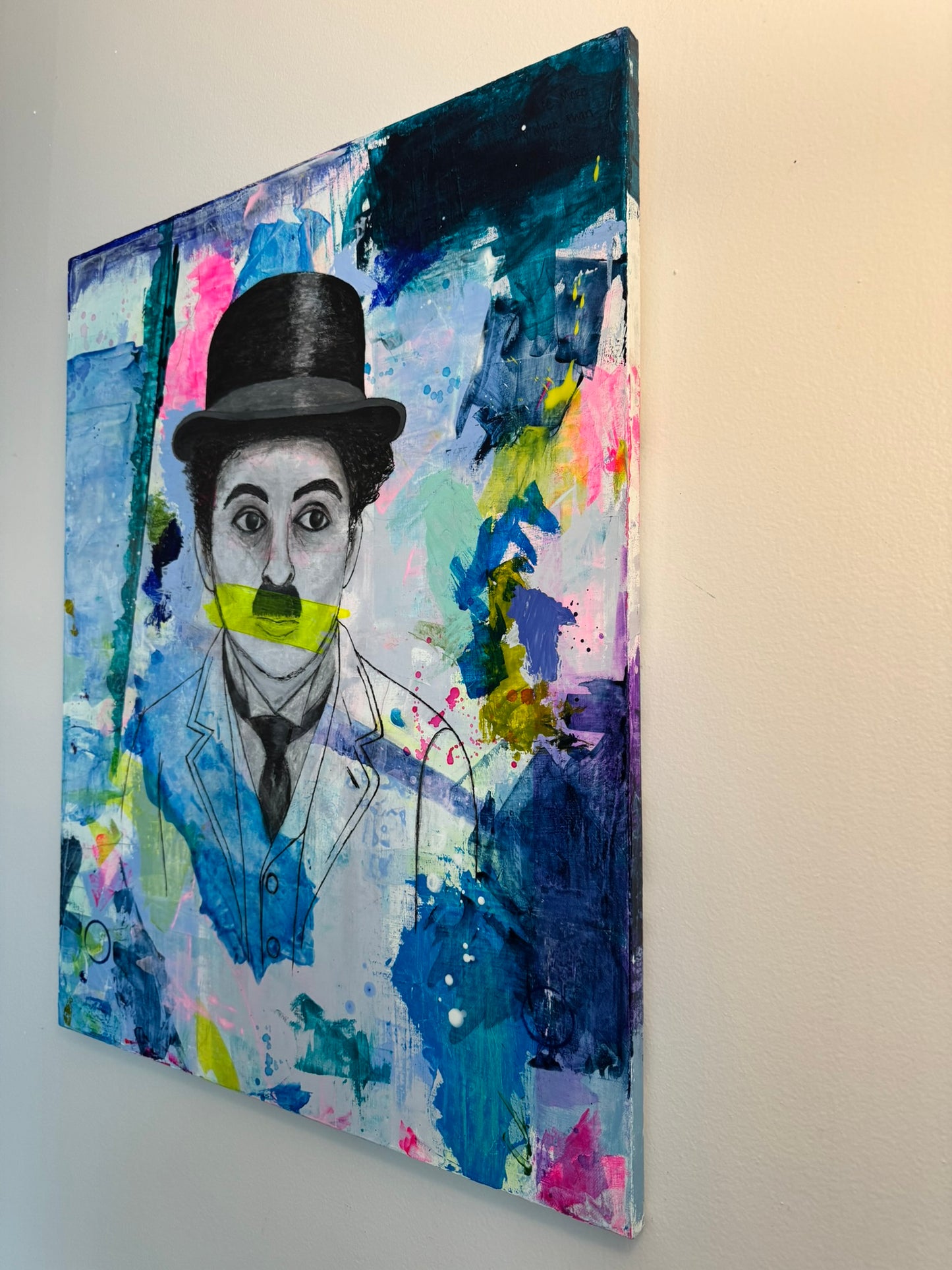Modern Times, 24"x30" Charlie Chaplin Original Abstract Expressionism Painting