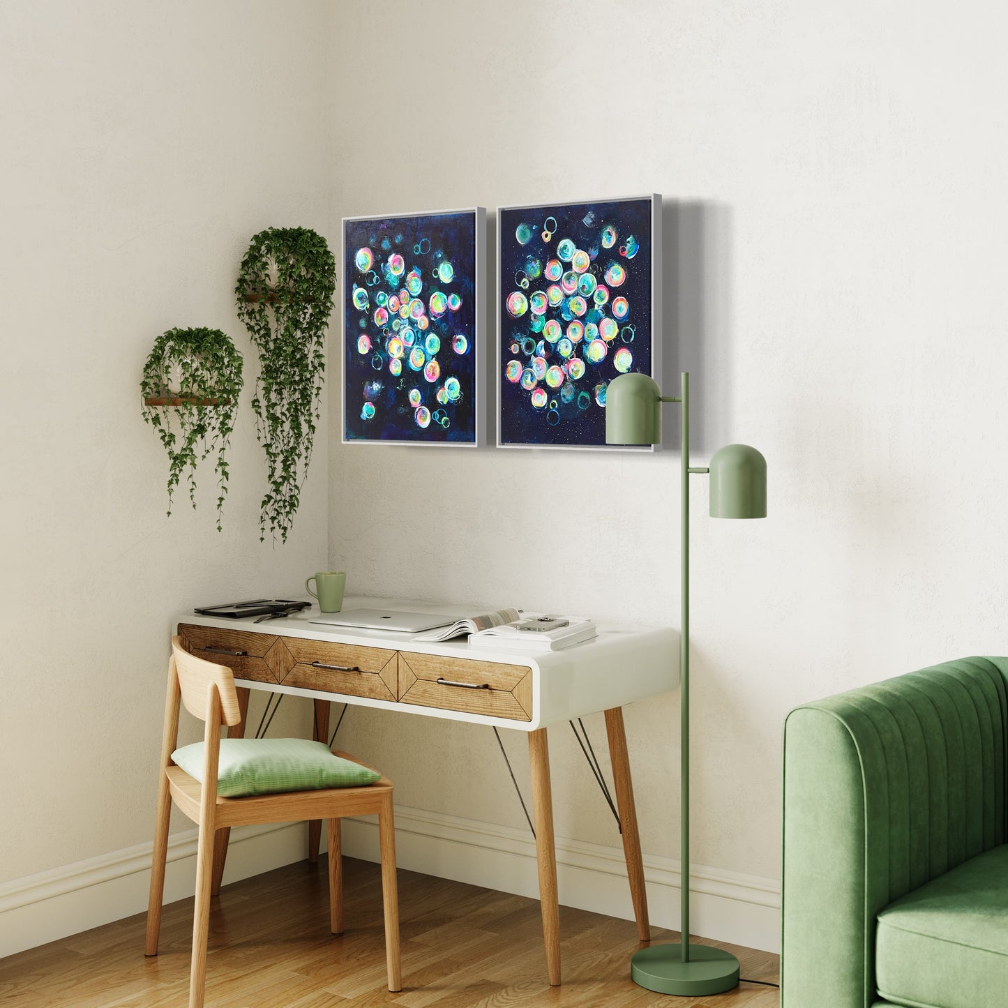 Antimatter, Original Diptych Abstract Paintings