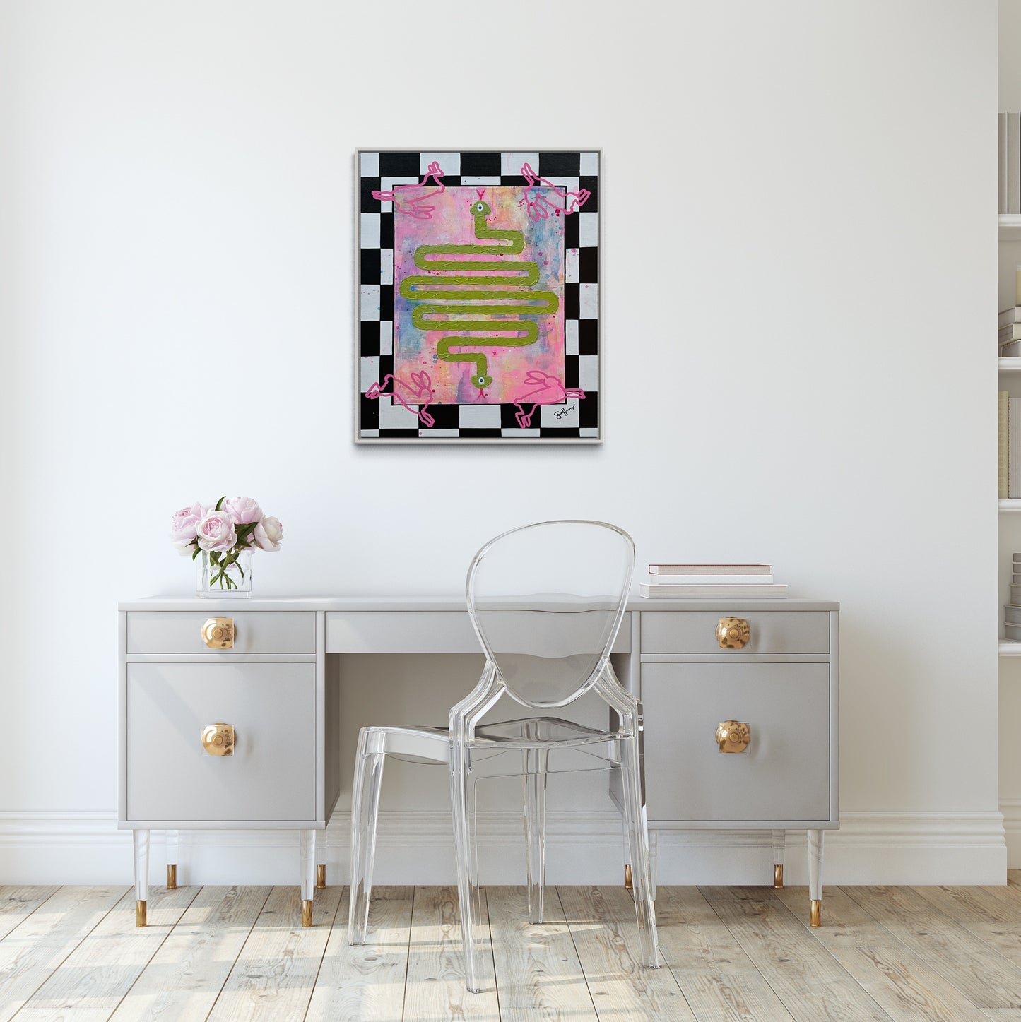 A Spark From Non-Existence, 20"x24" Original Abstract Expressionist Snake Painting