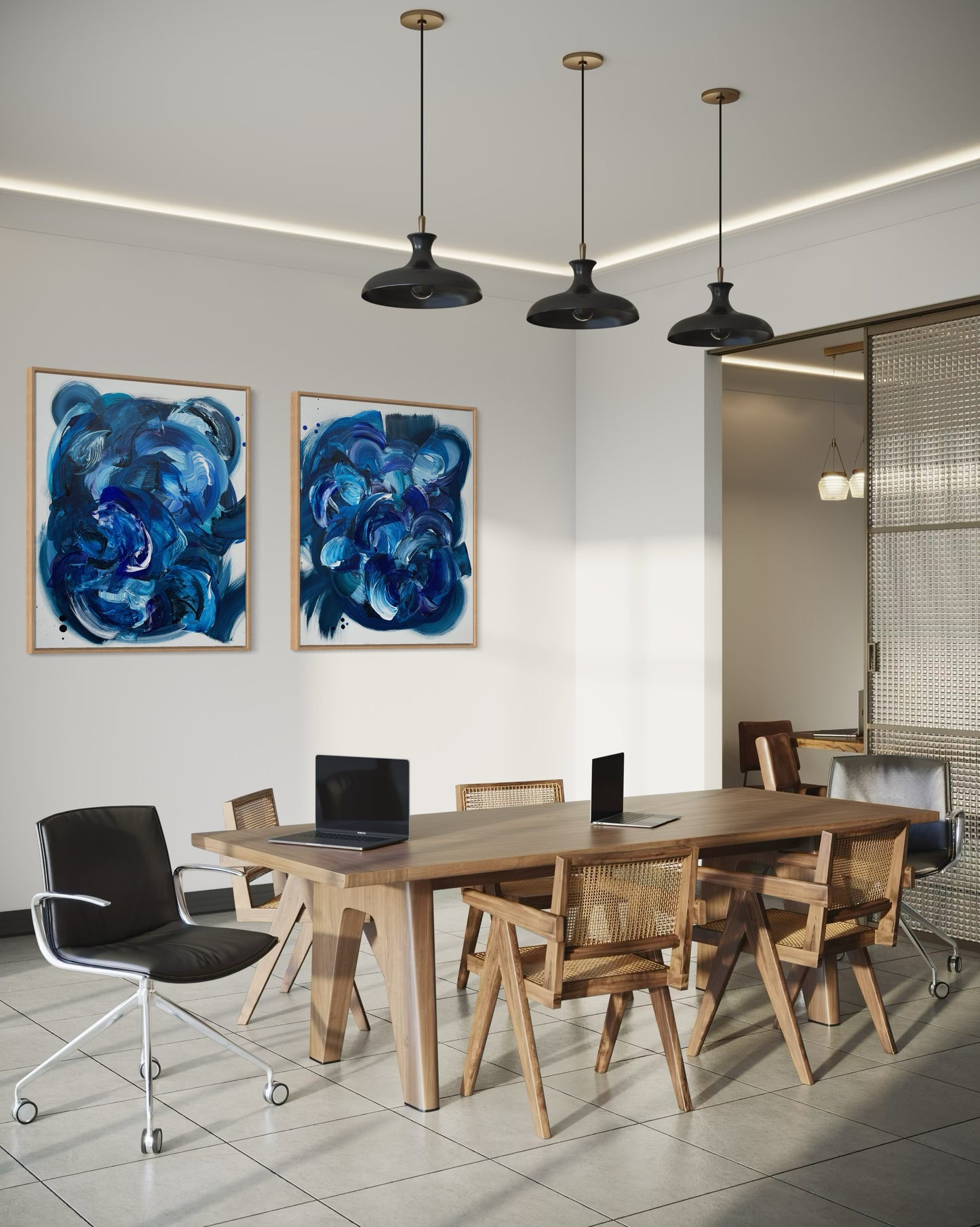 Chicago Blues, 24"x30" Original Diptych Painting (Commission Inspired by Mood in Motion)