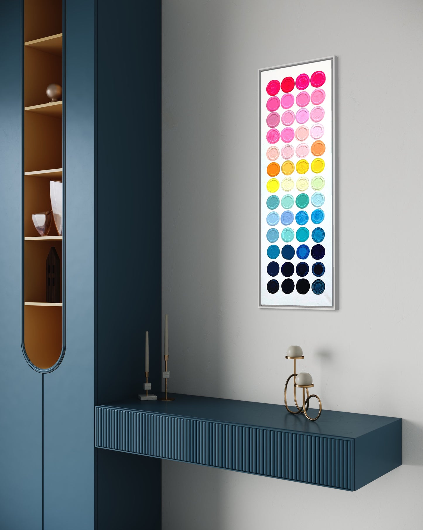 Candy Buttons, 12"x36" Original Textured Abstract Painting