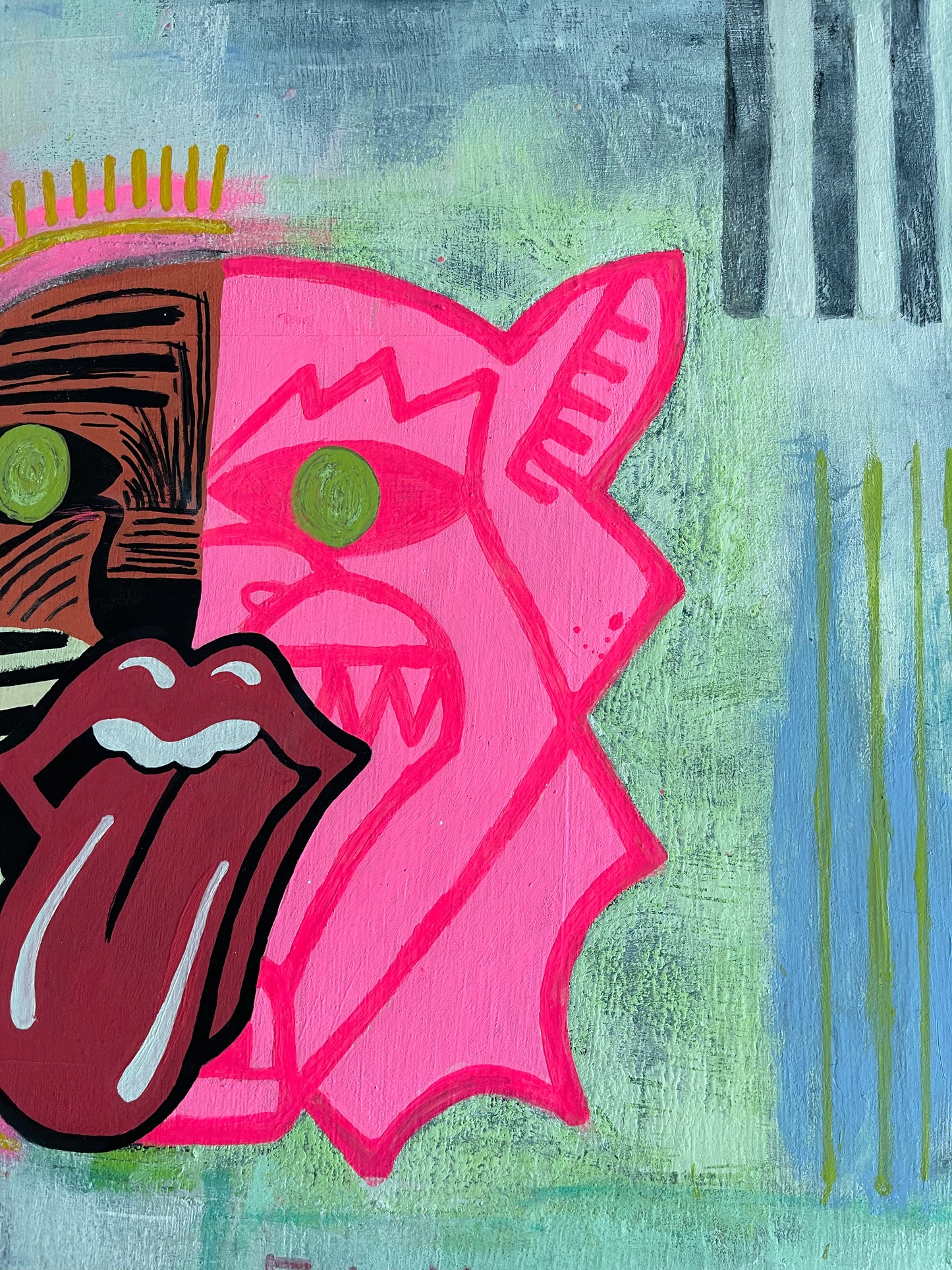 The top right portion of the painting titled Chewing Consciousness Into Pieces Original Painting by Sarah Henry Art