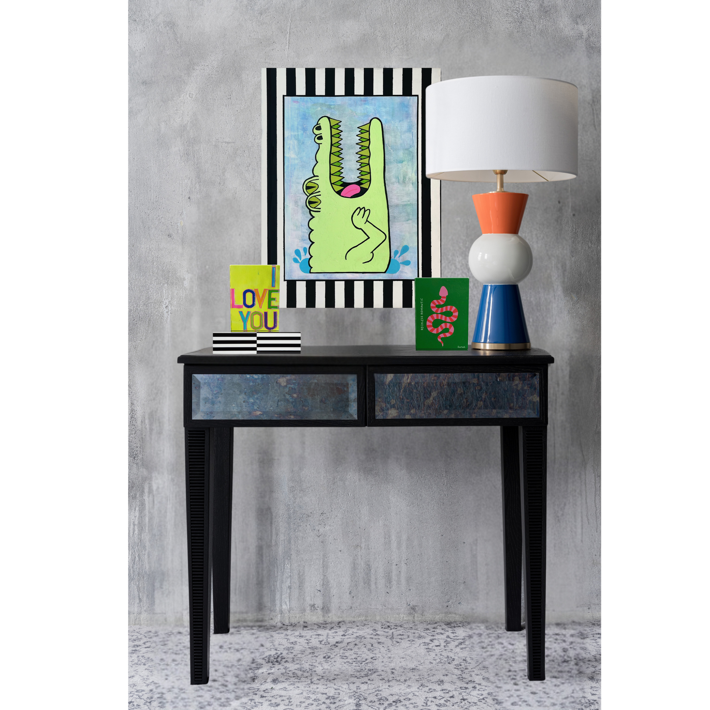 Deceit Feet, 18"x24" Abstract Expressionism Alligator Art