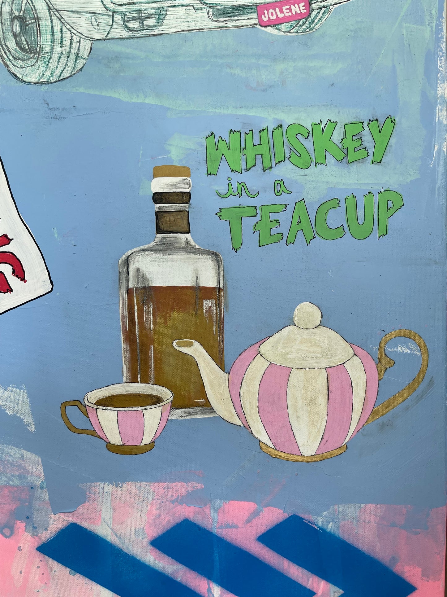 Whiskey in a Teacup, an original 36"x48" expressionist painting featuring Dolly Parton