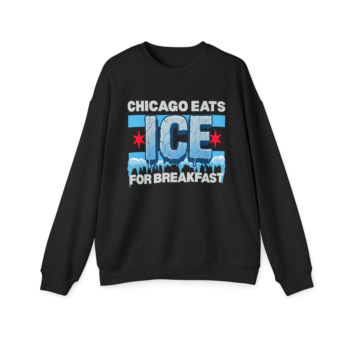 Chicago Eats Ice For Breakfast, Unisex Drop Shoulder Crewneck Sweatshirt