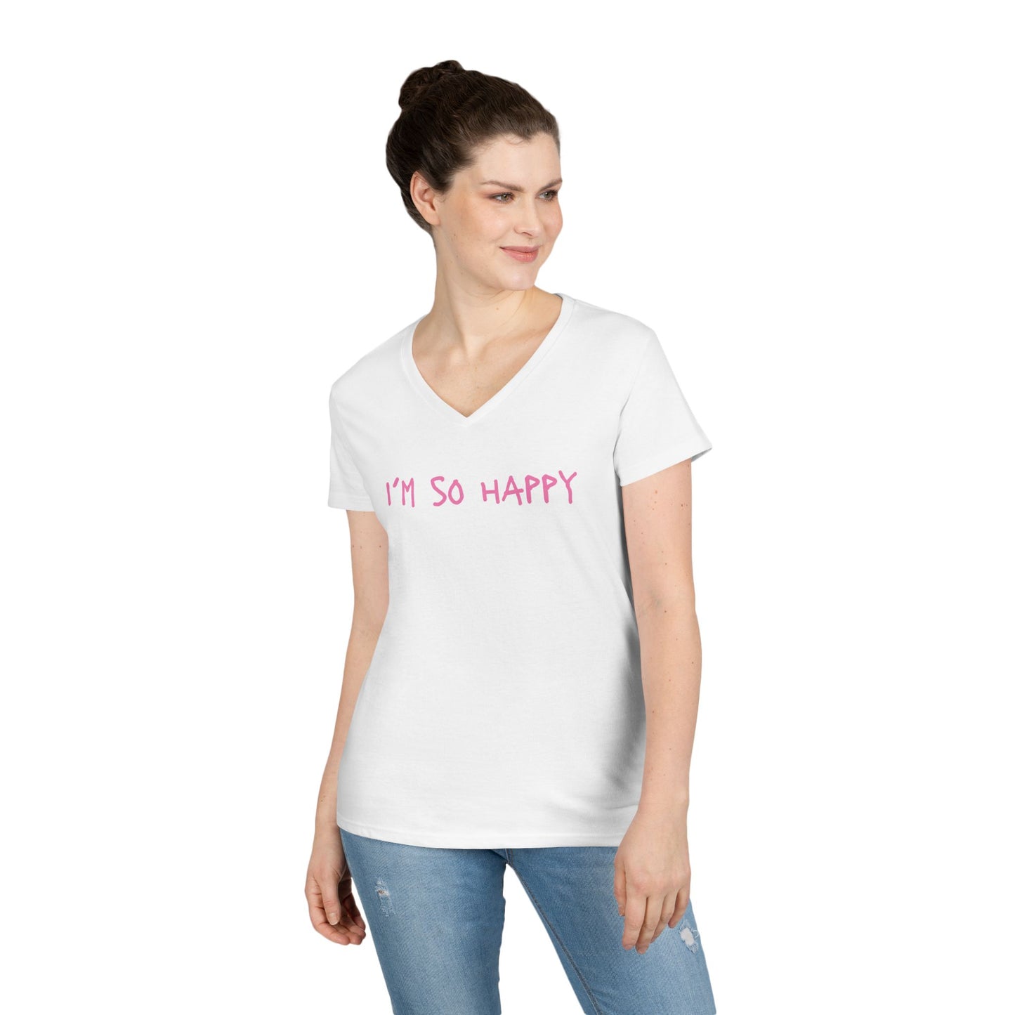 I'm So Happy, Ladies' V-Neck T-Shirt