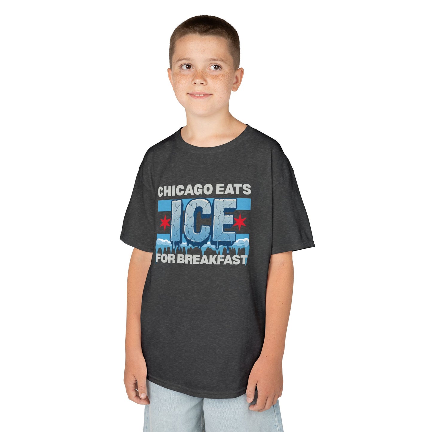 Chicago Eats Ice For Breakfast, Unisex Kids Heavy Cotton™ Tee