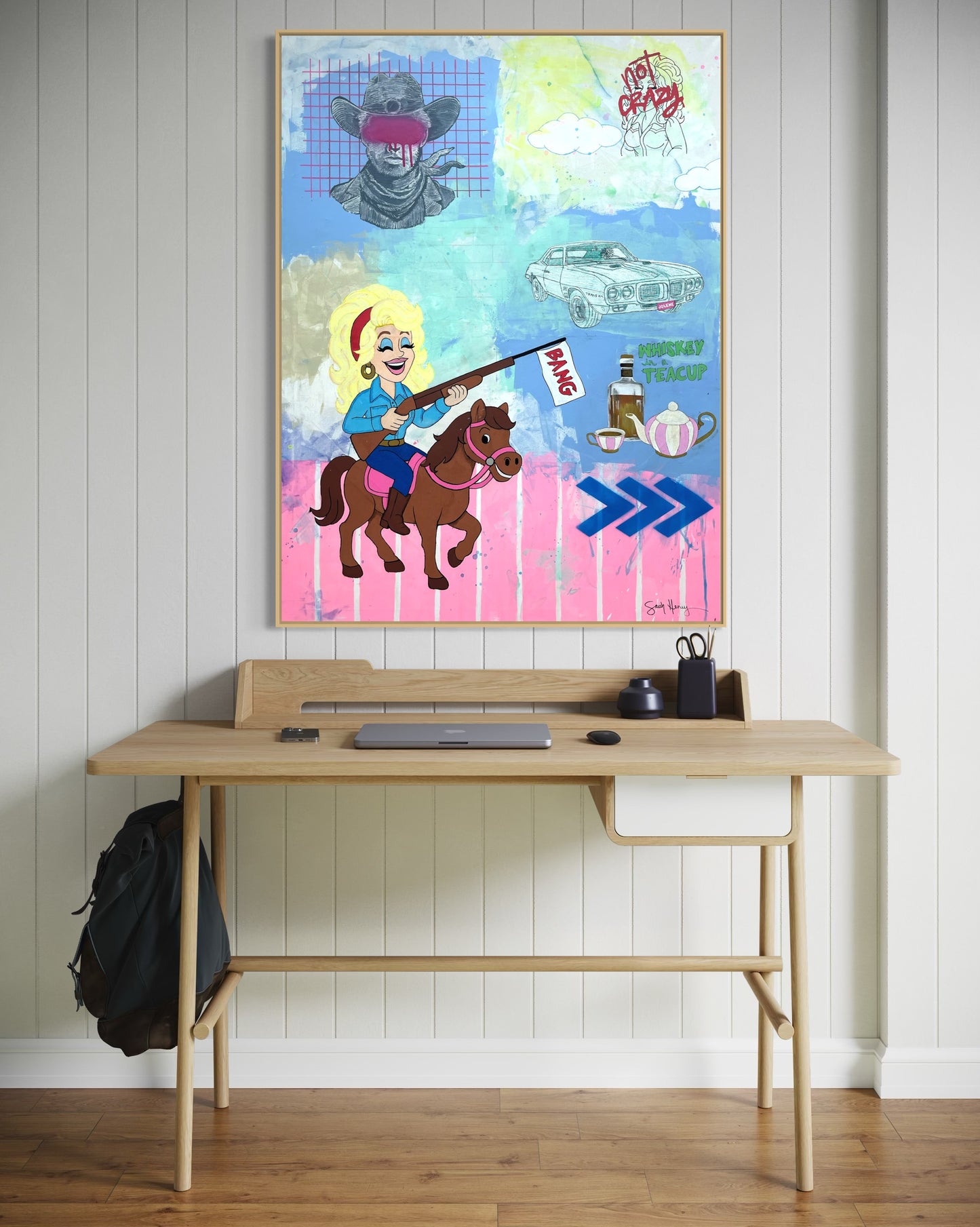 Whiskey in a Teacup, an original 36"x48" expressionist painting featuring Dolly Parton
