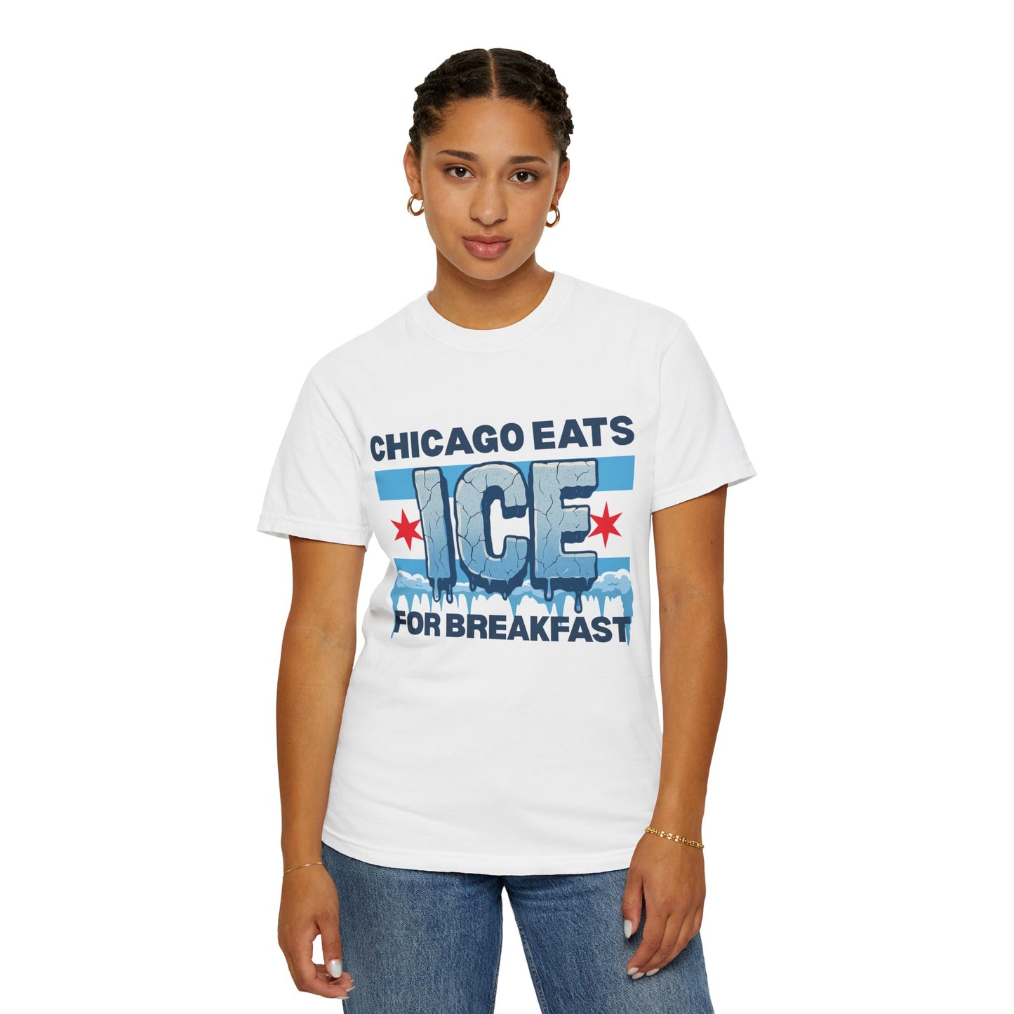 Chicago Protests Trump Ice Raids: Chicago Eats Ice For Breakfast, Unisex Comfort Colors Garment-Dyed T-shirt