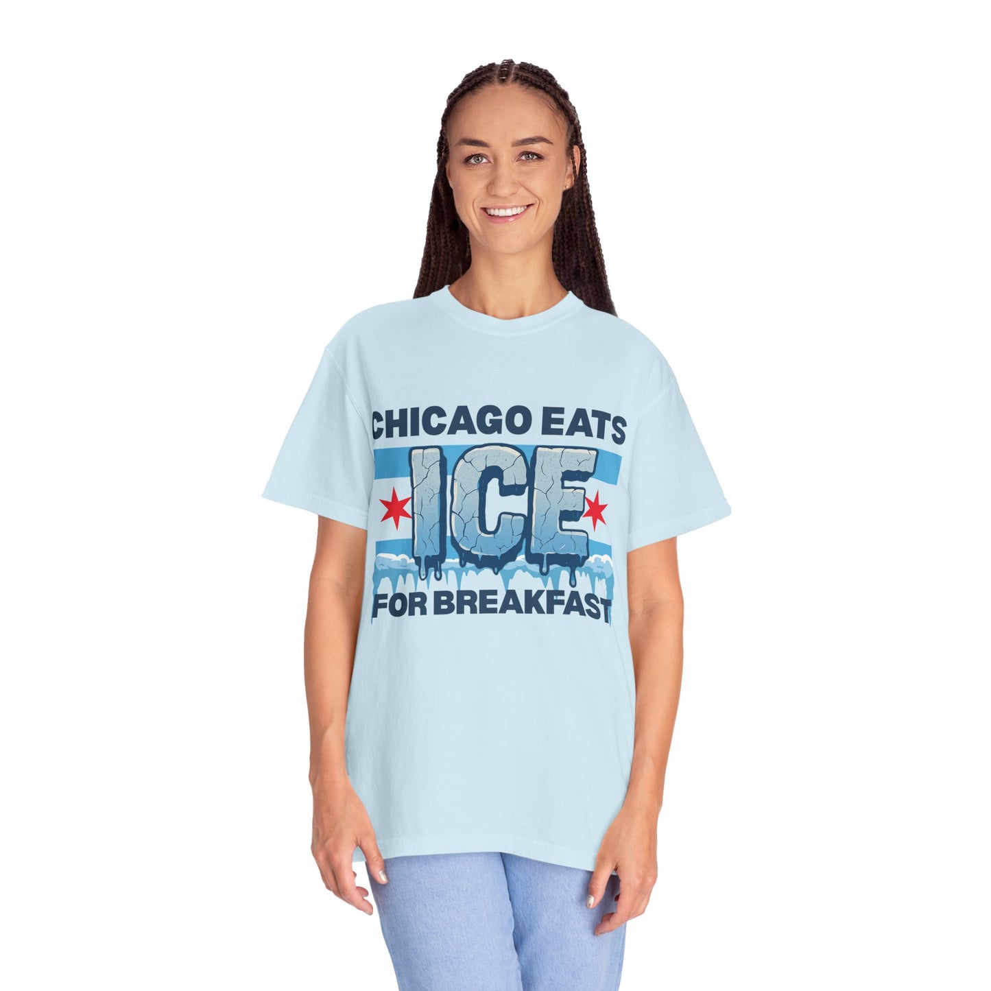 Chicago Protests Trump Ice Raids: Chicago Eats Ice For Breakfast, Unisex Comfort Colors Garment-Dyed T-shirt