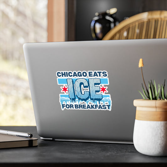 Chicago Eats Ice For Breakfast, Kiss-Cut Vinyl Decals (waterproof)