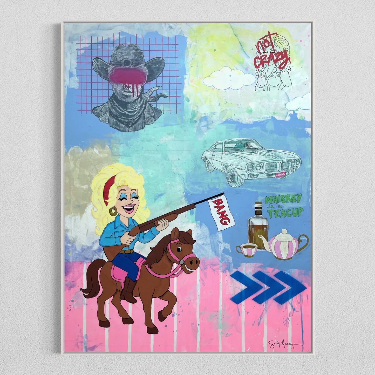 Whiskey in a Teacup, an original 36"x48" expressionist painting featuring Dolly Parton