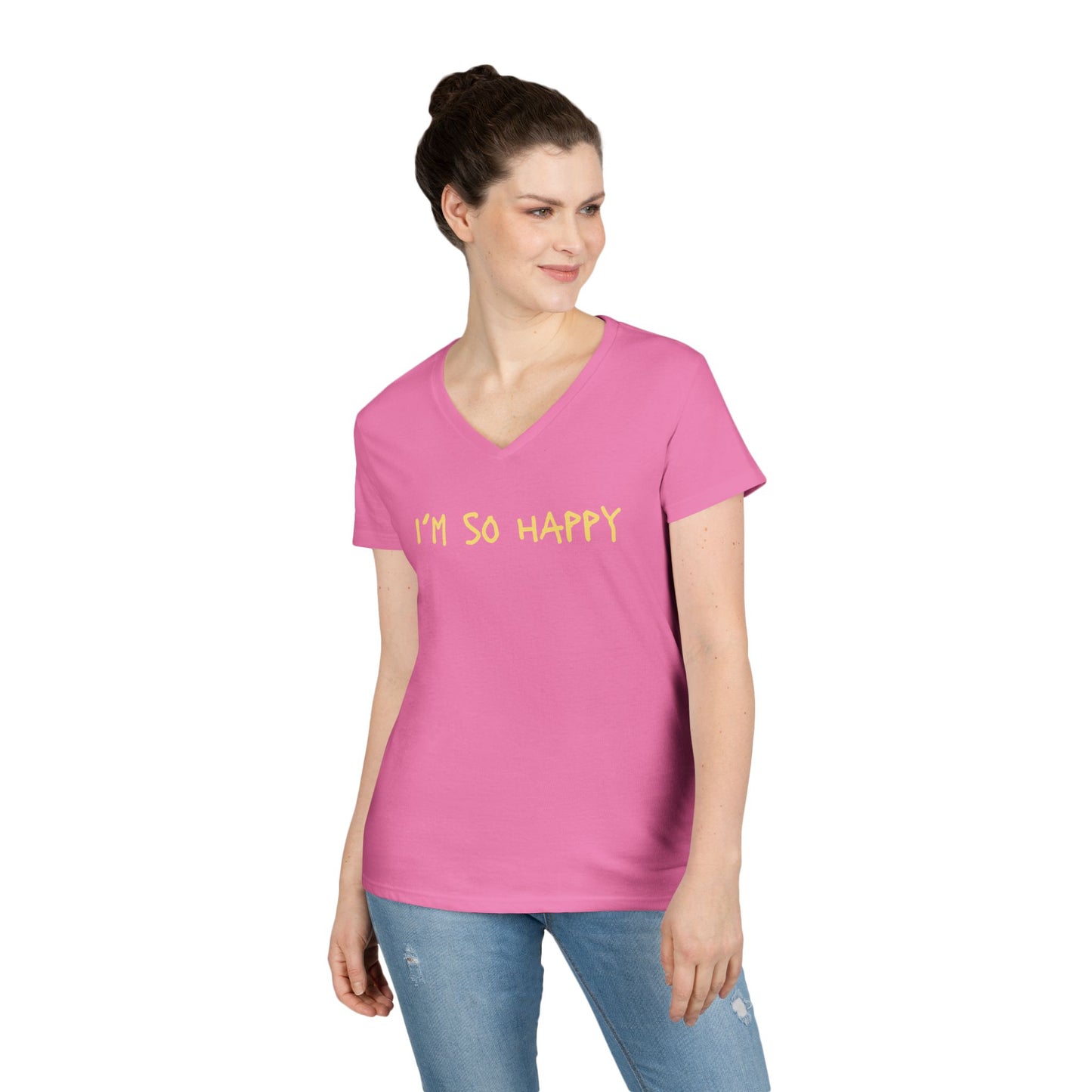 I'm So Happy, Ladies' V-Neck T-Shirt