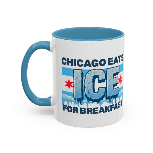 Chicago Eats Ice For Breakfast, Accent Coffee Mug (11, 15oz)