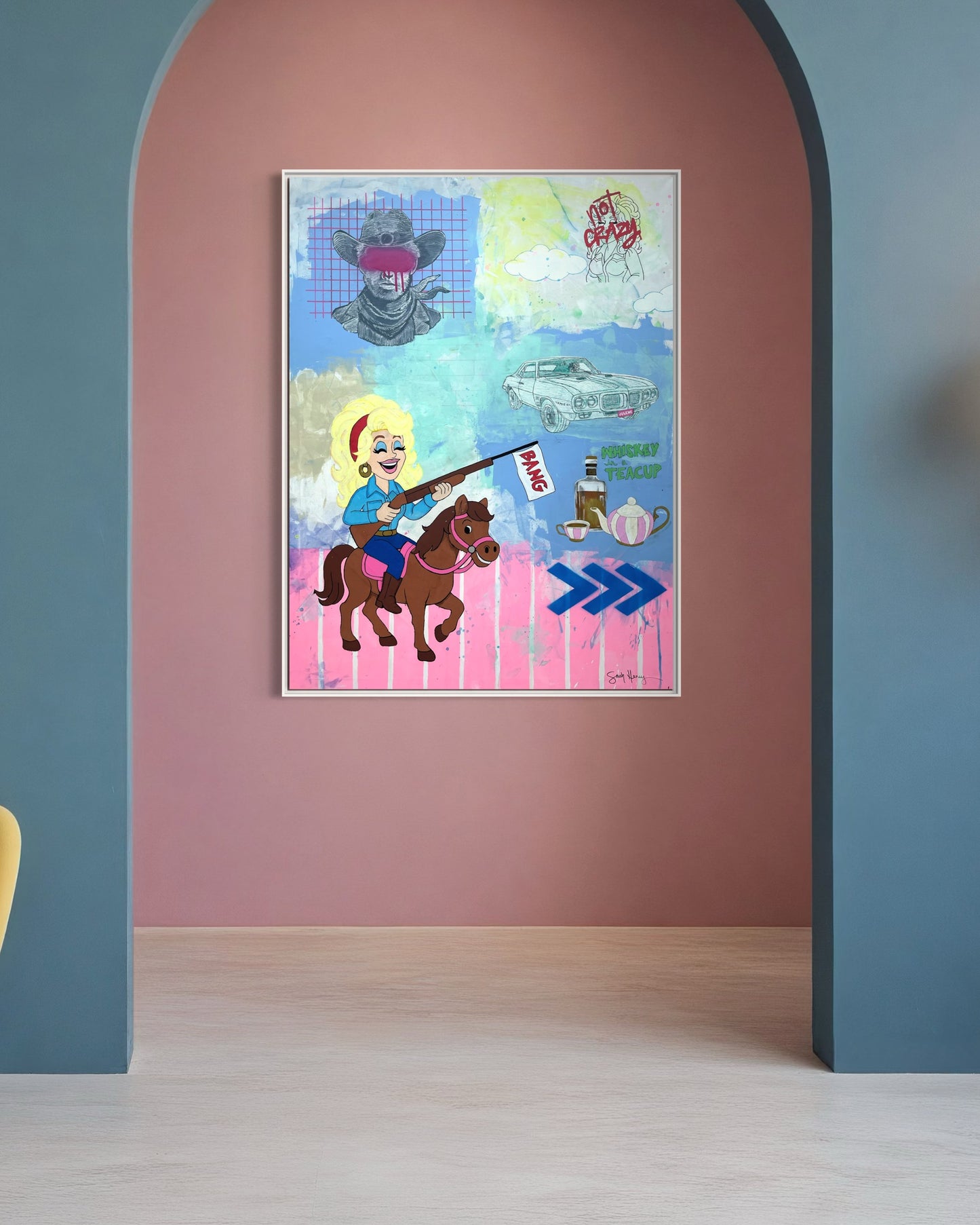 Whiskey in a Teacup, an original 36"x48" expressionist painting featuring Dolly Parton