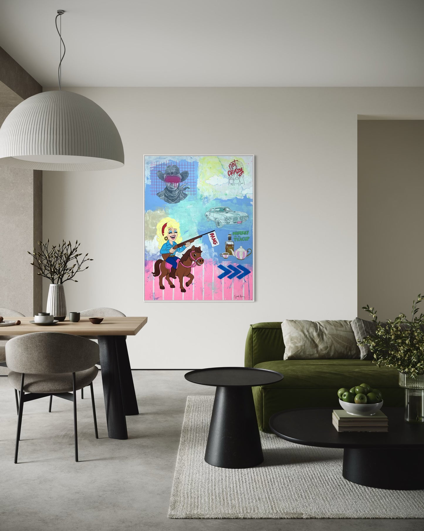 Whiskey in a Teacup, an original 36"x48" expressionist painting featuring Dolly Parton