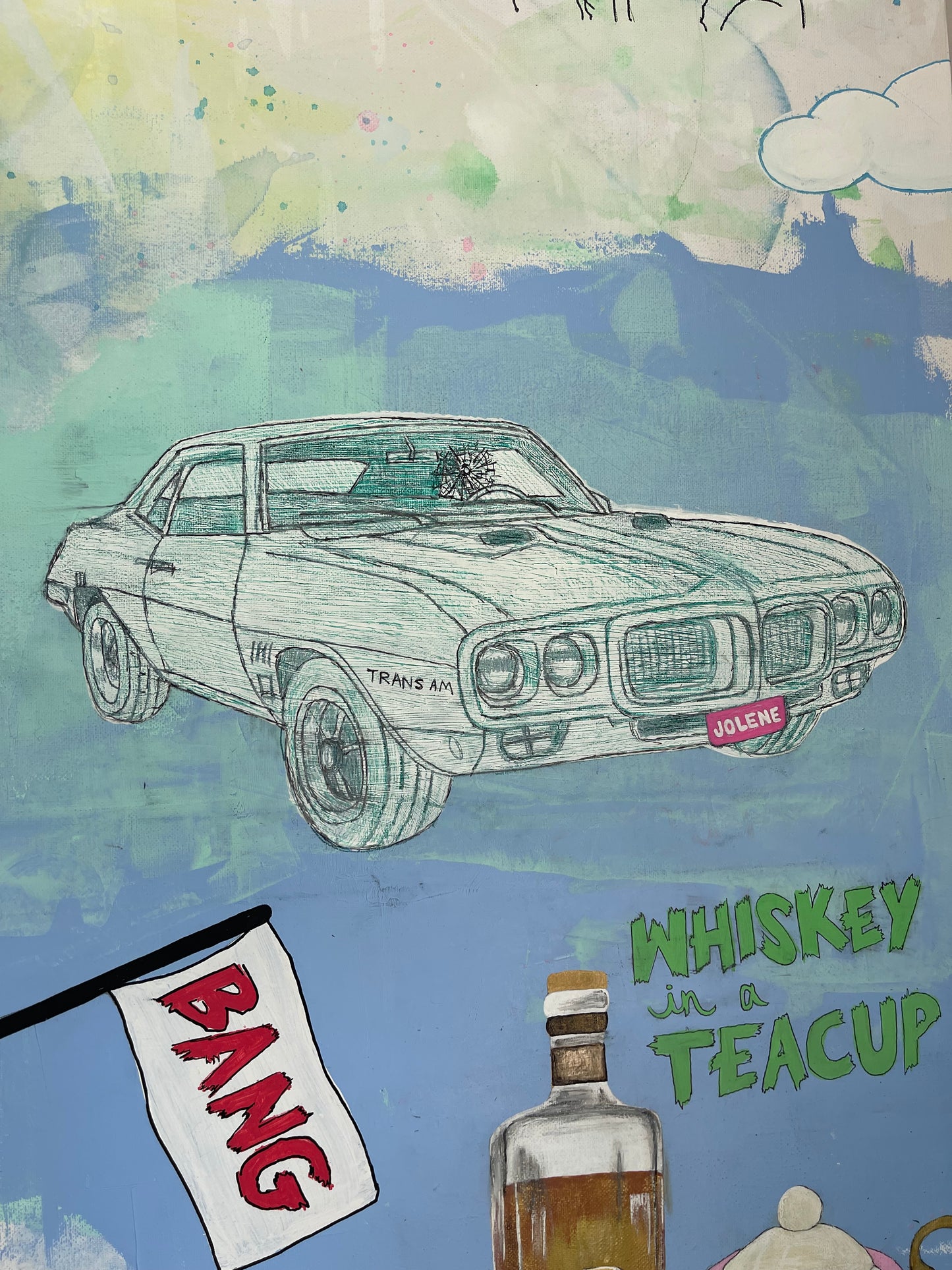 Whiskey in a Teacup, an original 36"x48" expressionist painting featuring Dolly Parton