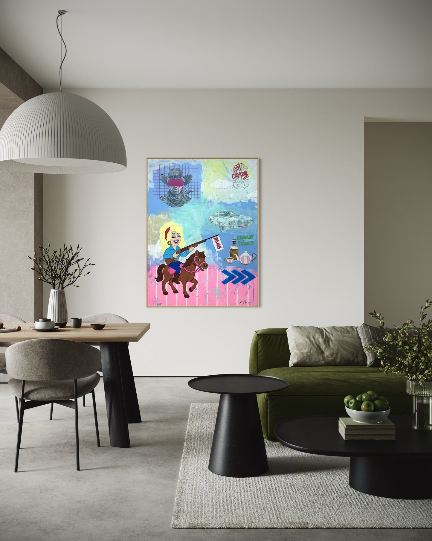 Whiskey in a Teacup, an original 36"x48" expressionist painting featuring Dolly Parton