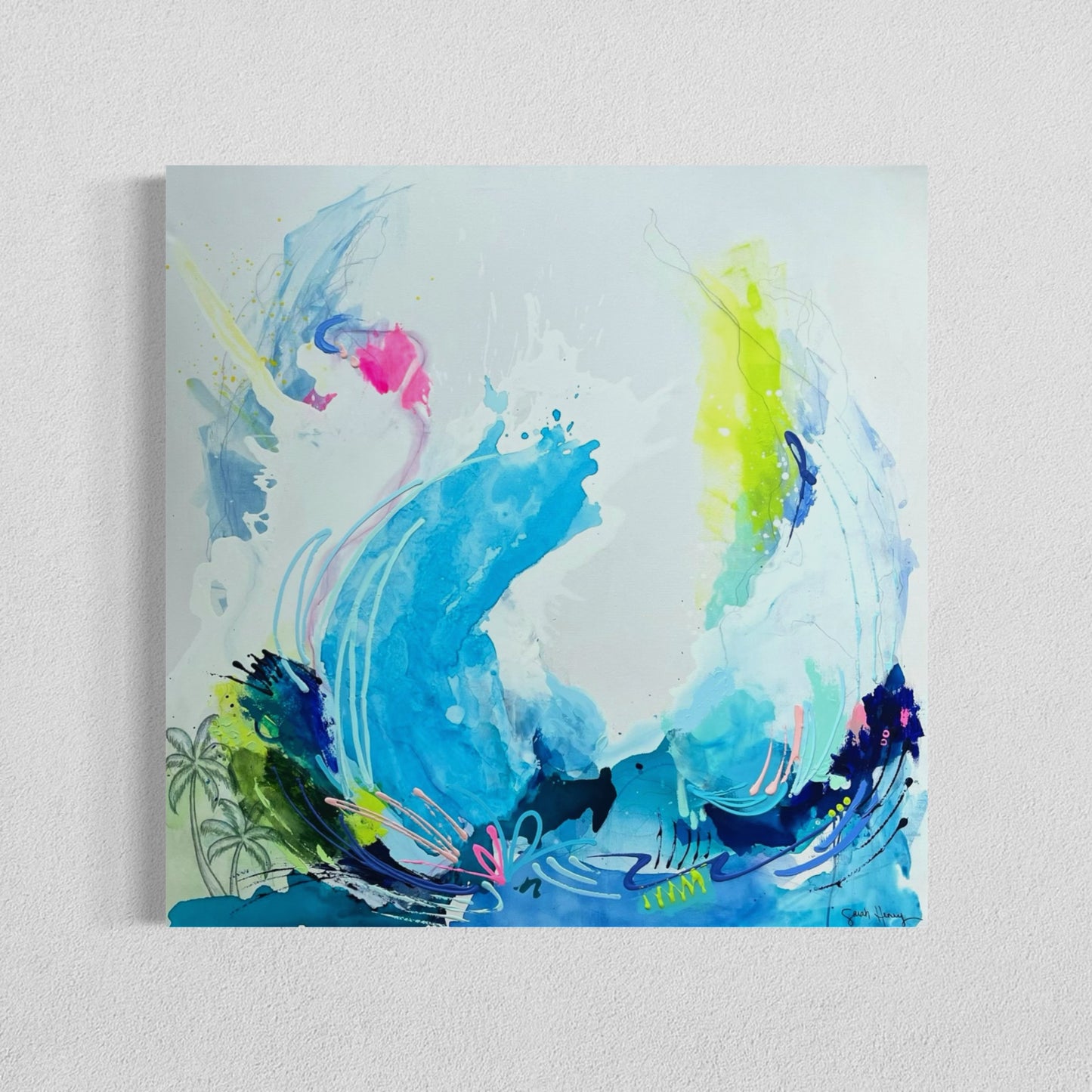 The Idea of You, 36"x36" Original Abstract Tropical Painting