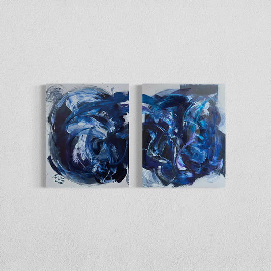 Mood in Motion, 24"x30" Original Diptych Painting