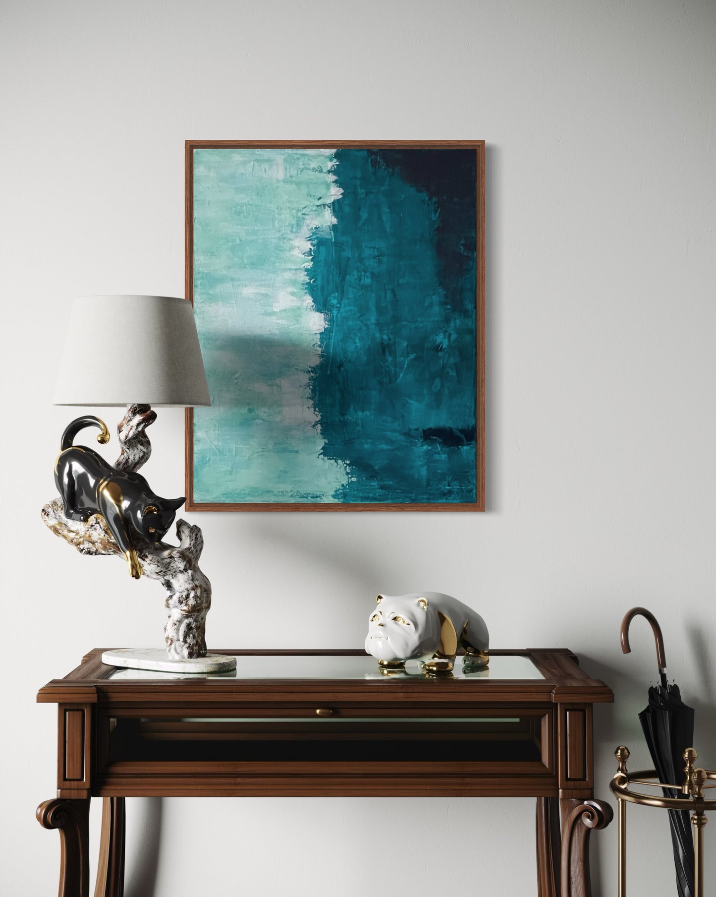 Confluence, 16"x20" Original Abstract Turquoise Painting