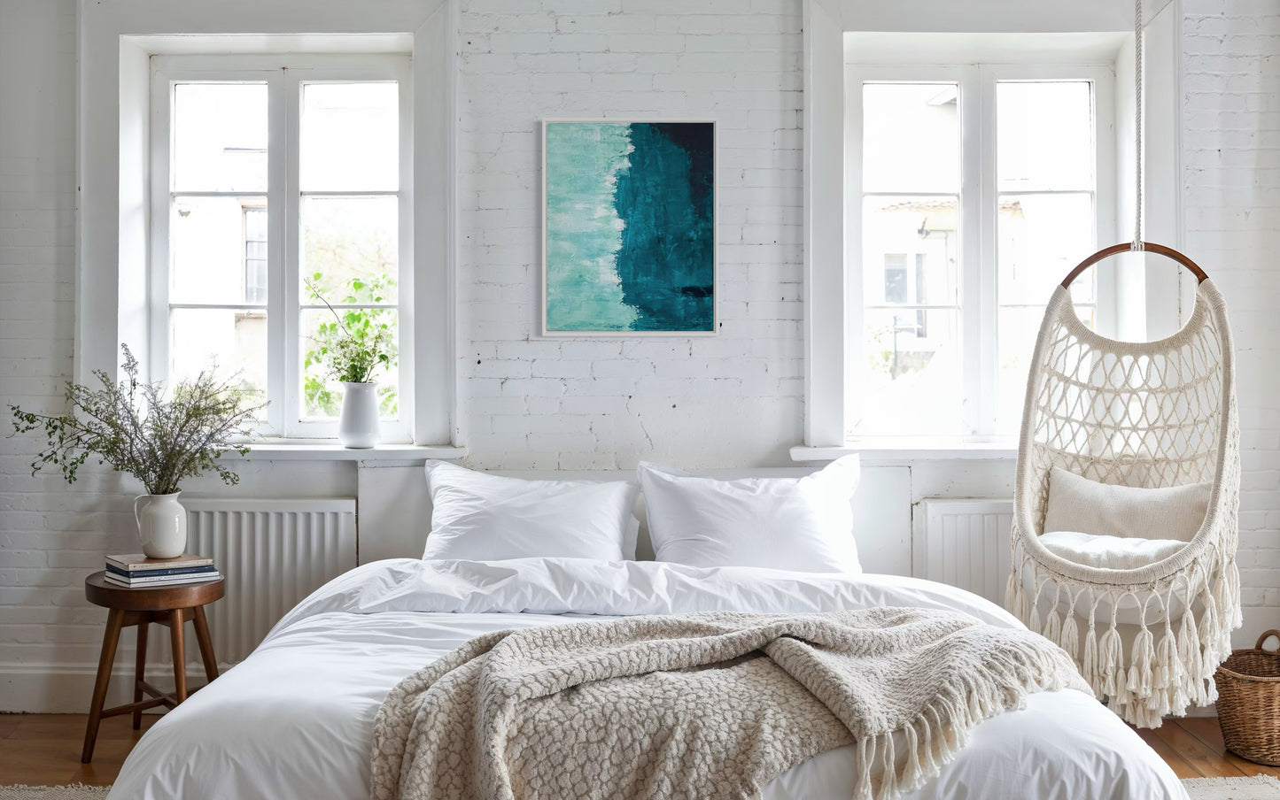 Confluence, 16"x20" Original Abstract Turquoise Painting