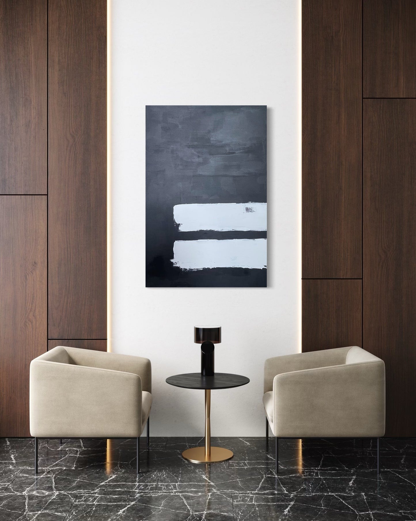 Payne's Gray in Parallel, 24"x36" Original Abstract Painting