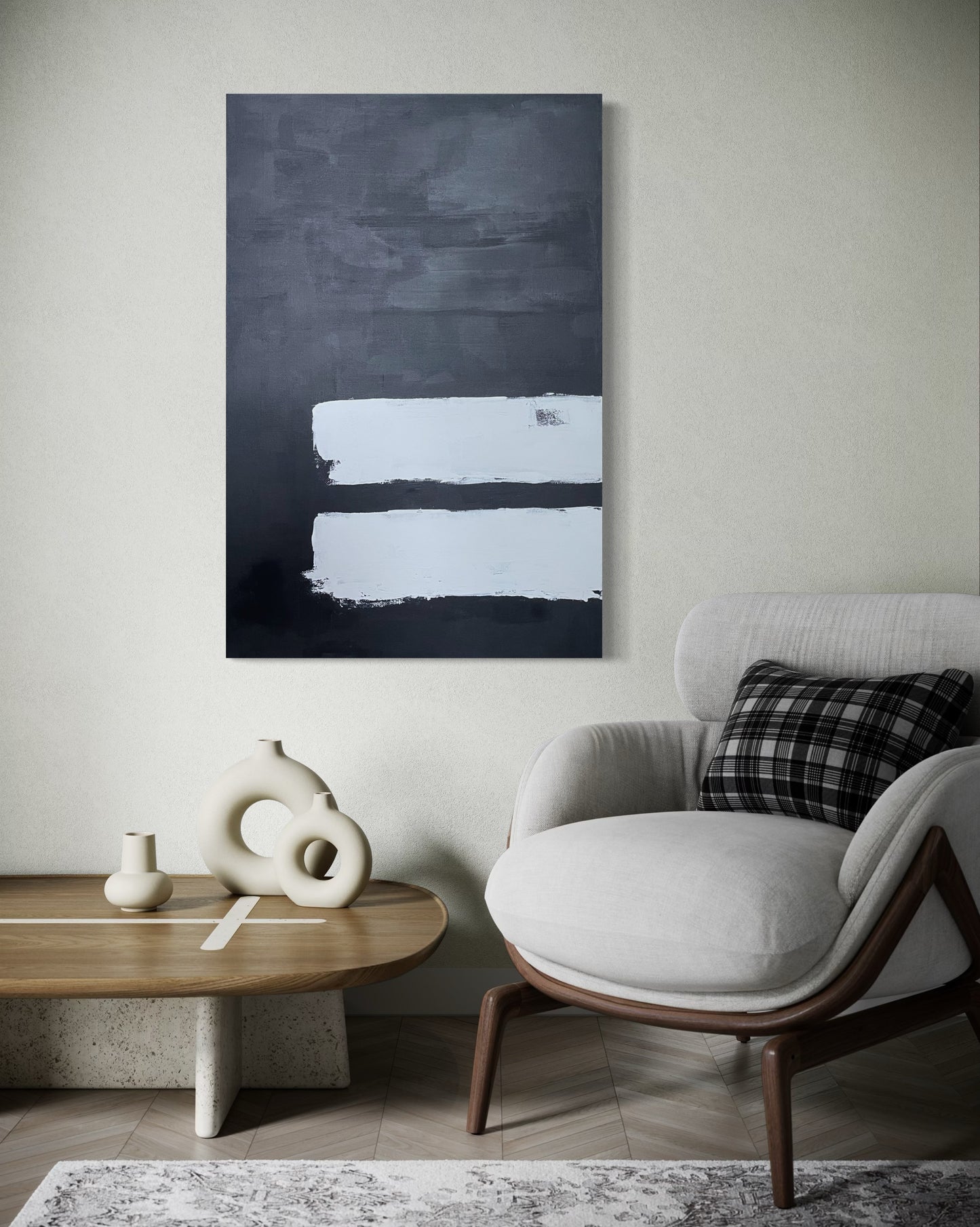 Payne's Gray in Parallel, 24"x36" Original Abstract Painting