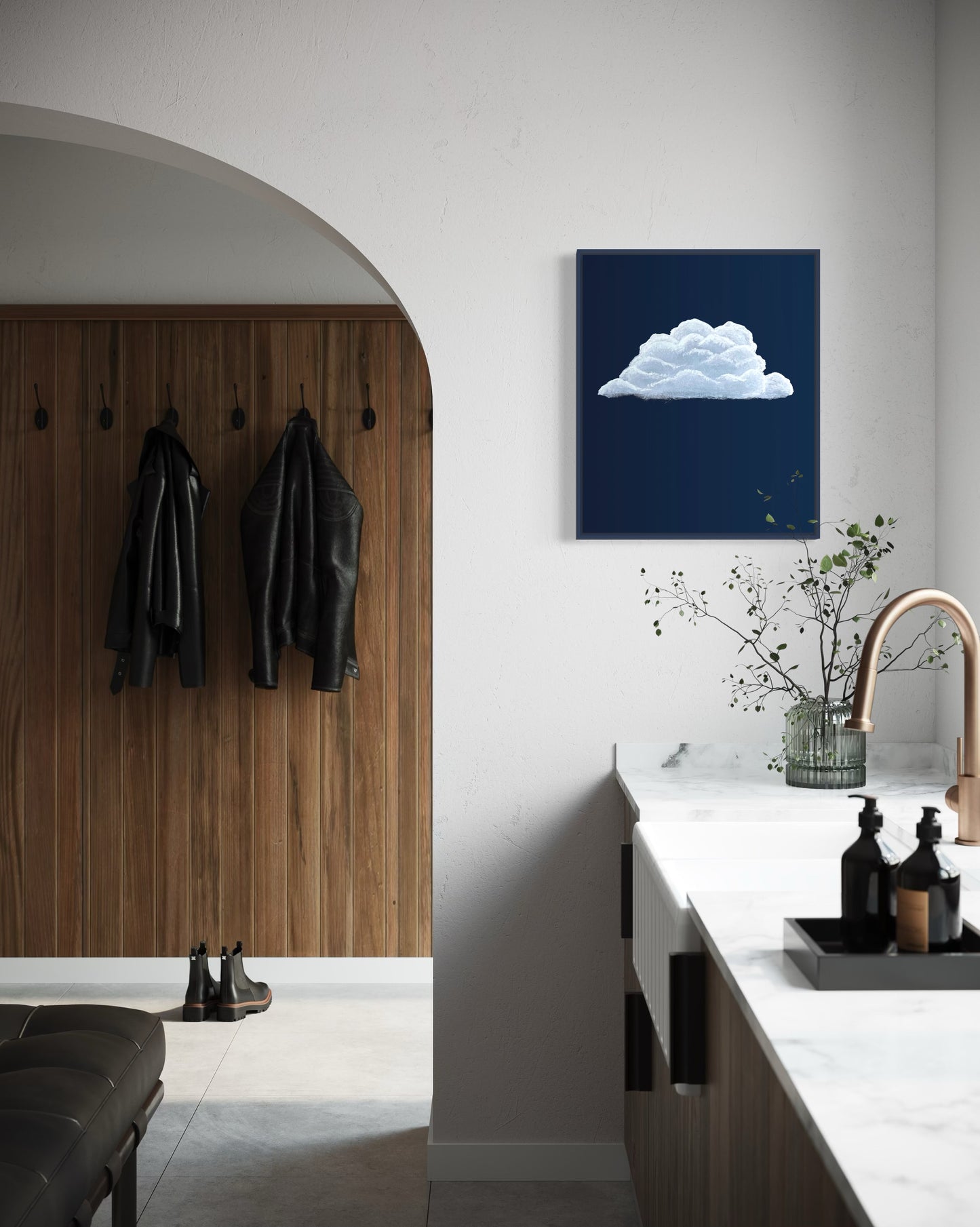 Night Shining, 20"x24" Original Abstract Cloud Painting