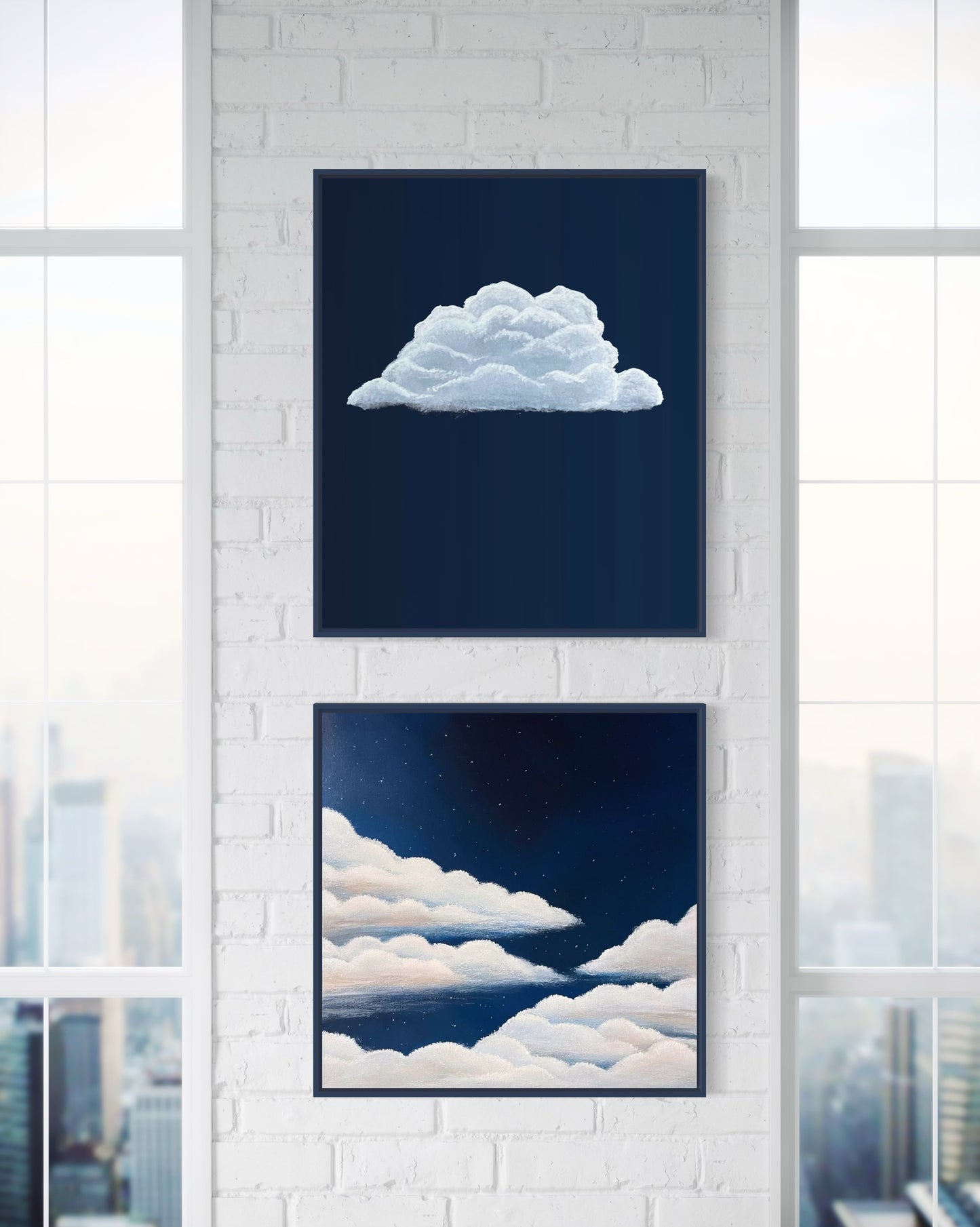 Night Shining, 20"x24" Original Abstract Cloud Painting