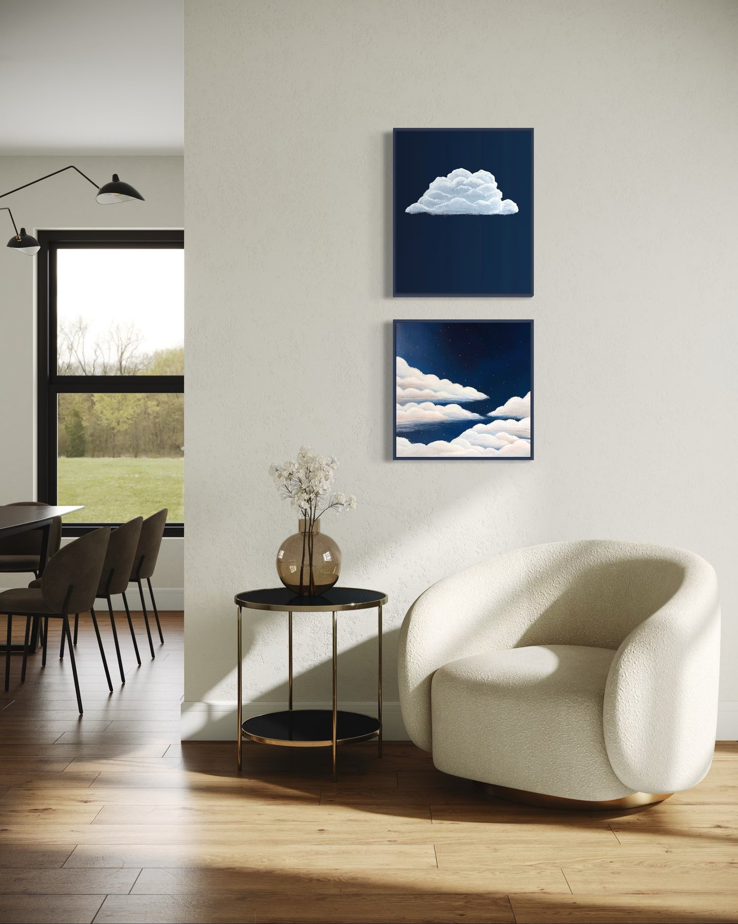 Night Shining, 20"x24" Original Abstract Cloud Painting