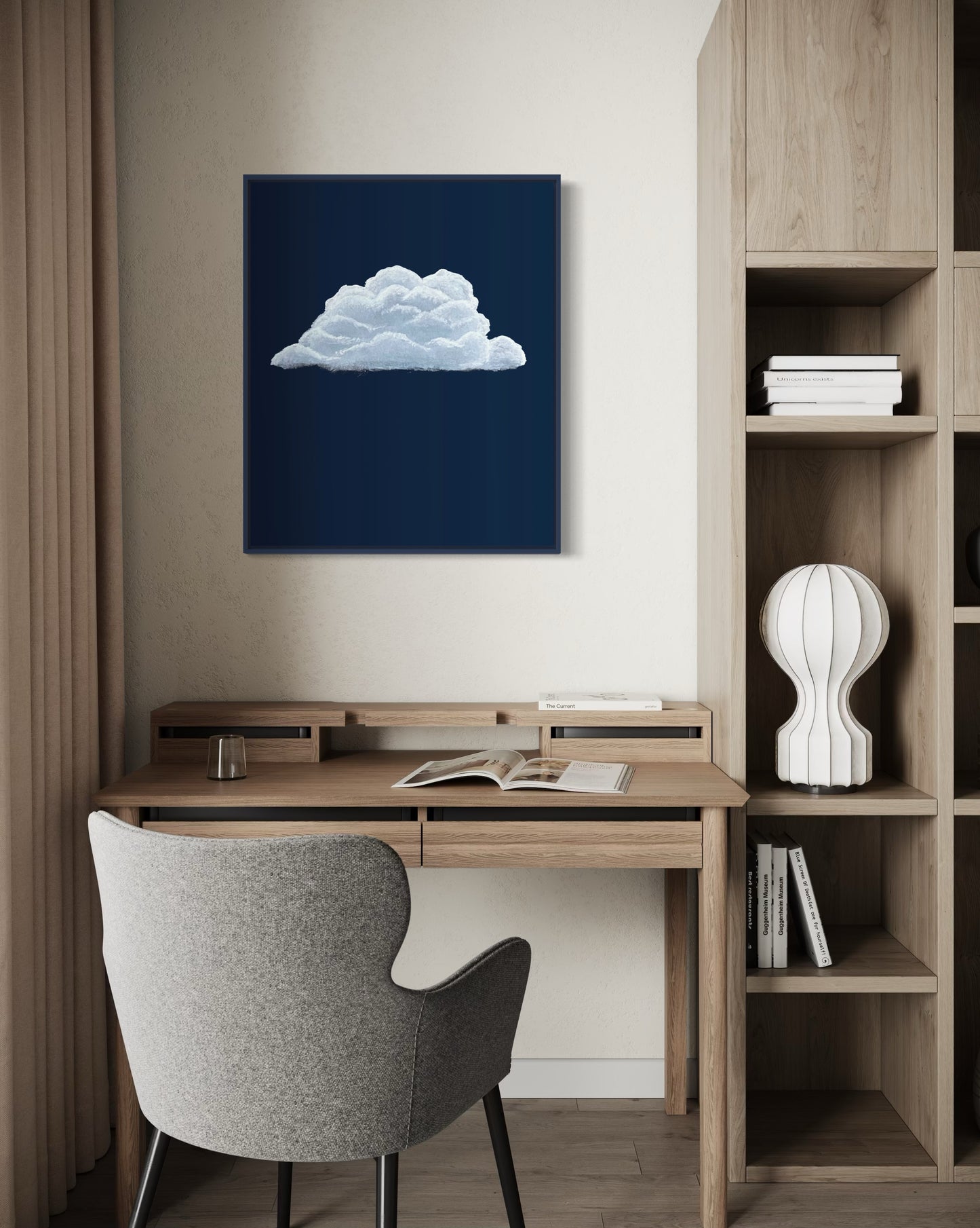 Night Shining, 20"x24" Original Abstract Cloud Painting