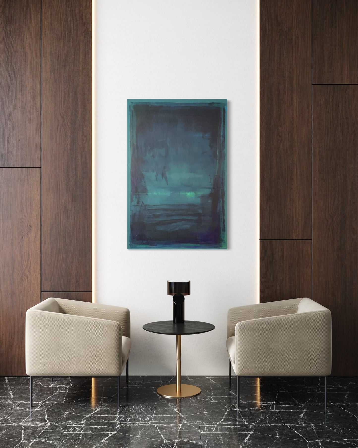 Window By The Sea, 24"x36" original acrylic painting